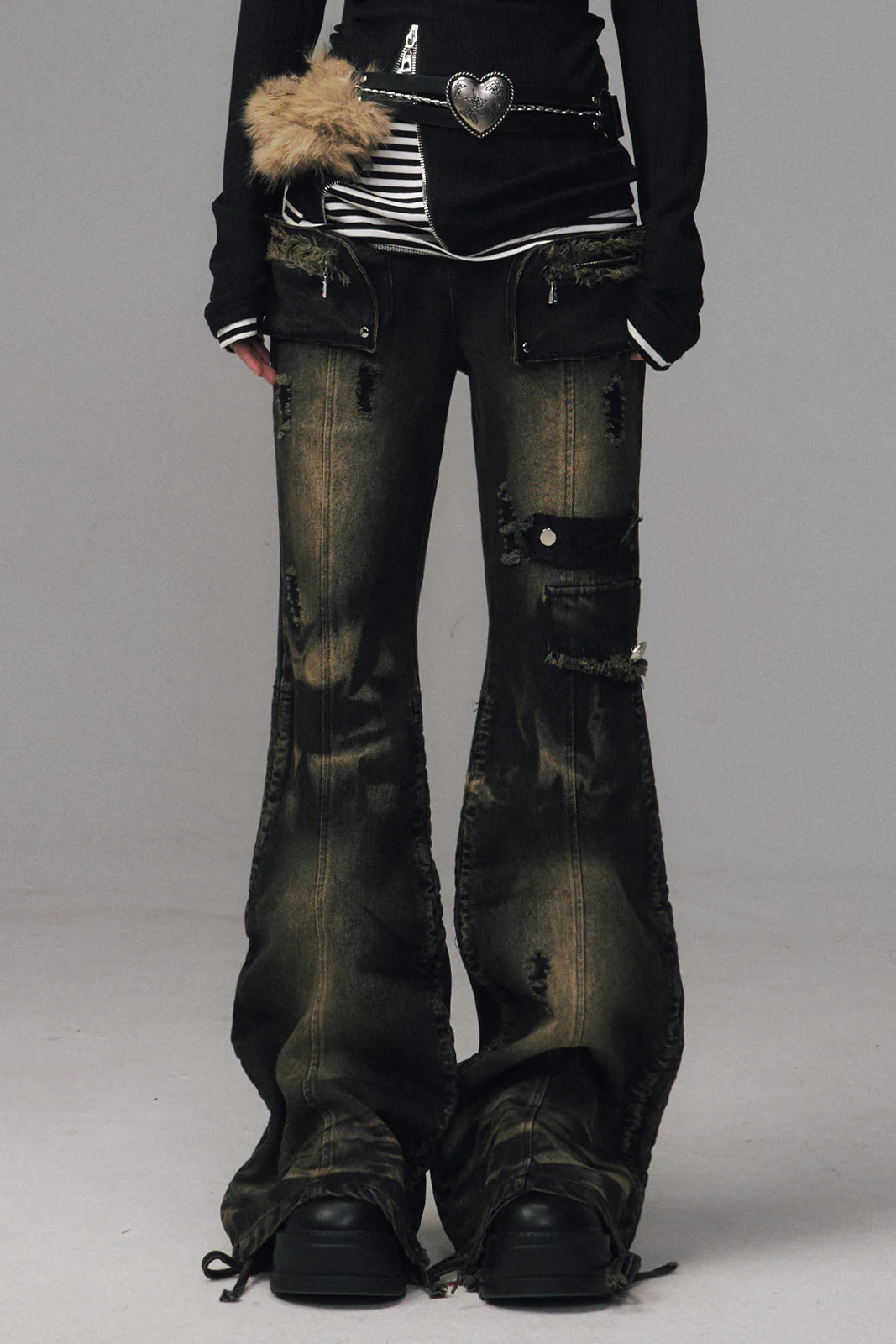 Punk Retro Flare Denim Pants