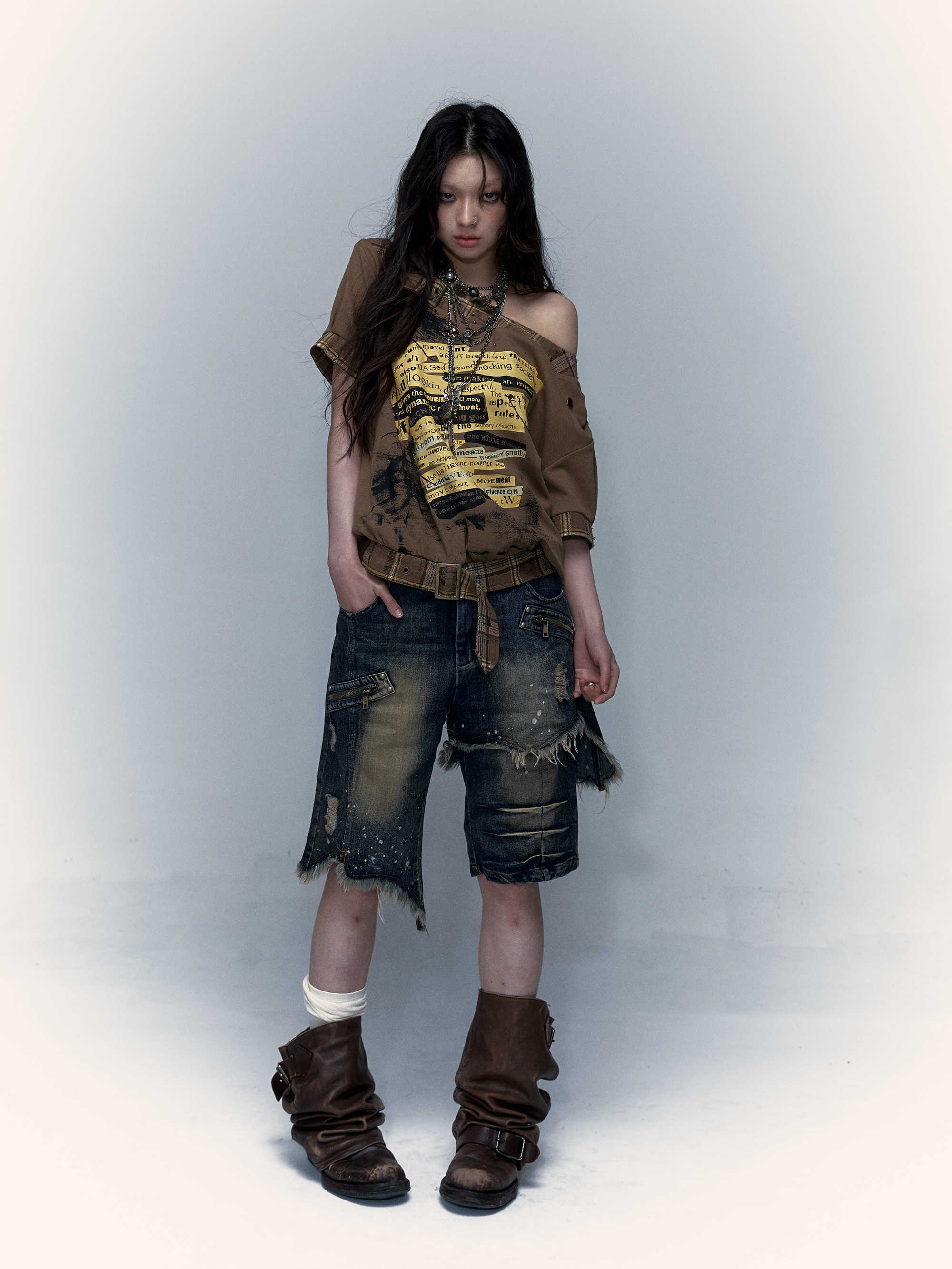Punk Street Distressed Denim Shorts - Image 4