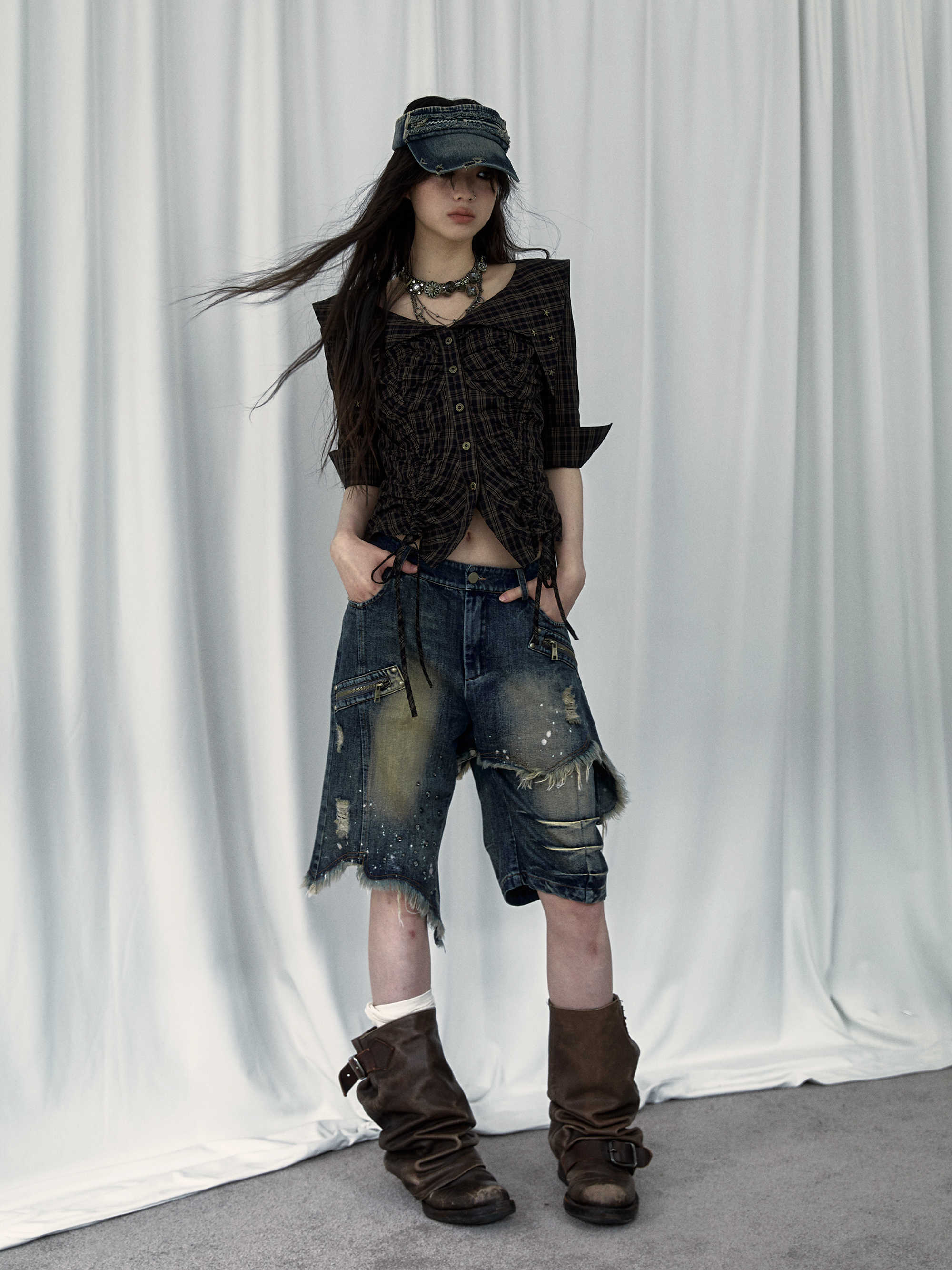 Punk Street Distressed Denim Shorts - Image 5