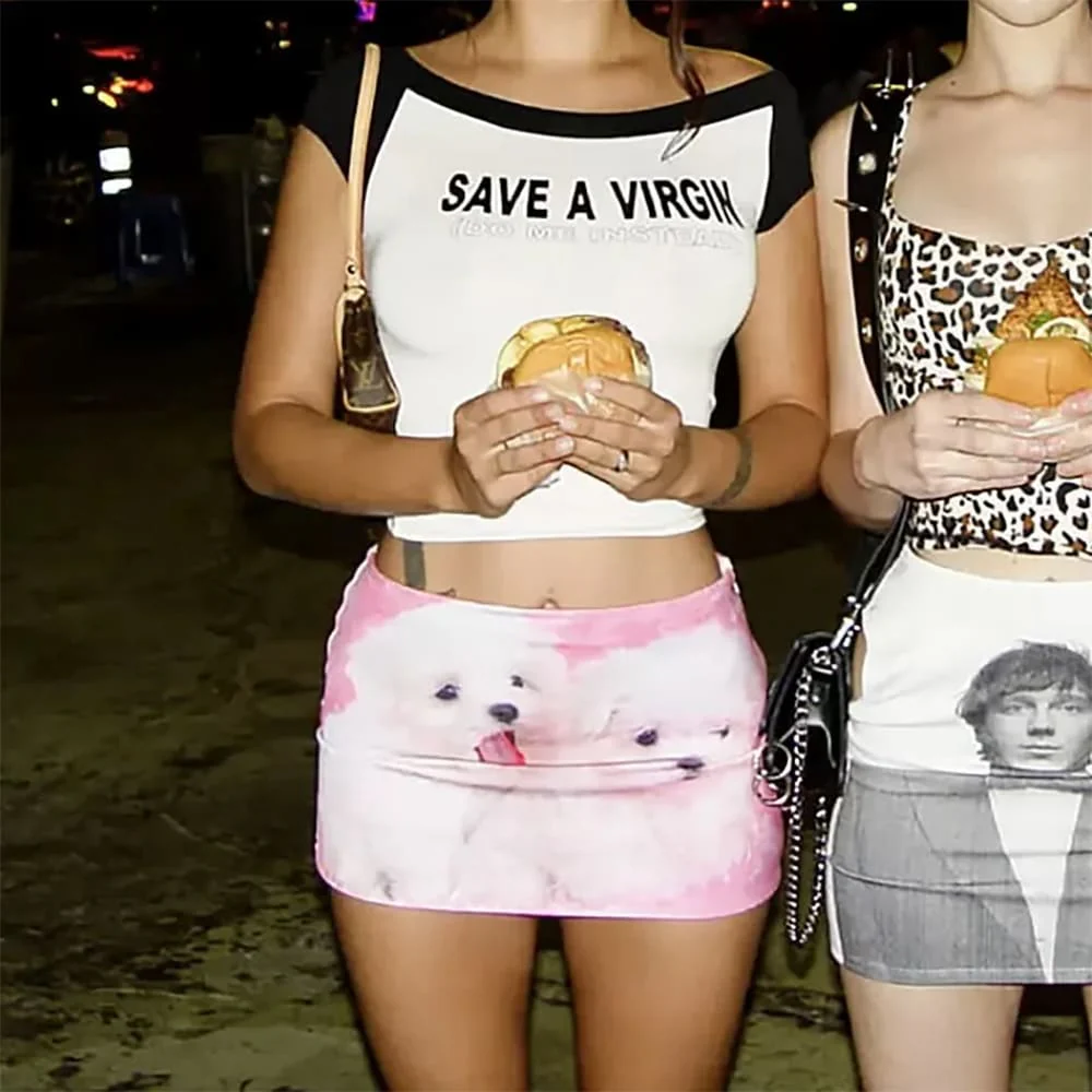 Puppies Print Y2K Micro Skirt - Image 2