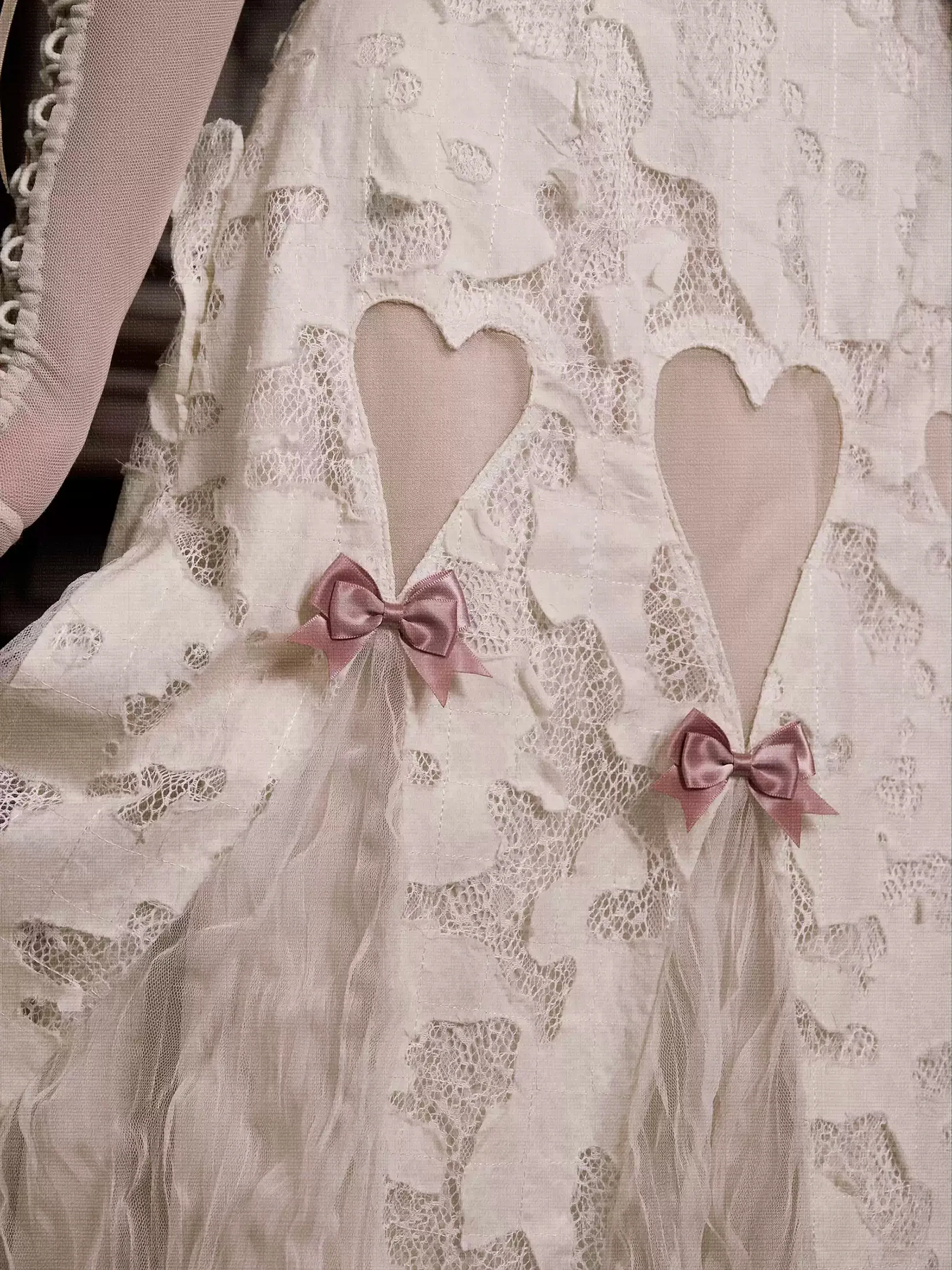 Pure Cotton Love Bow Hollow Lace Suspender Dress - Image 4