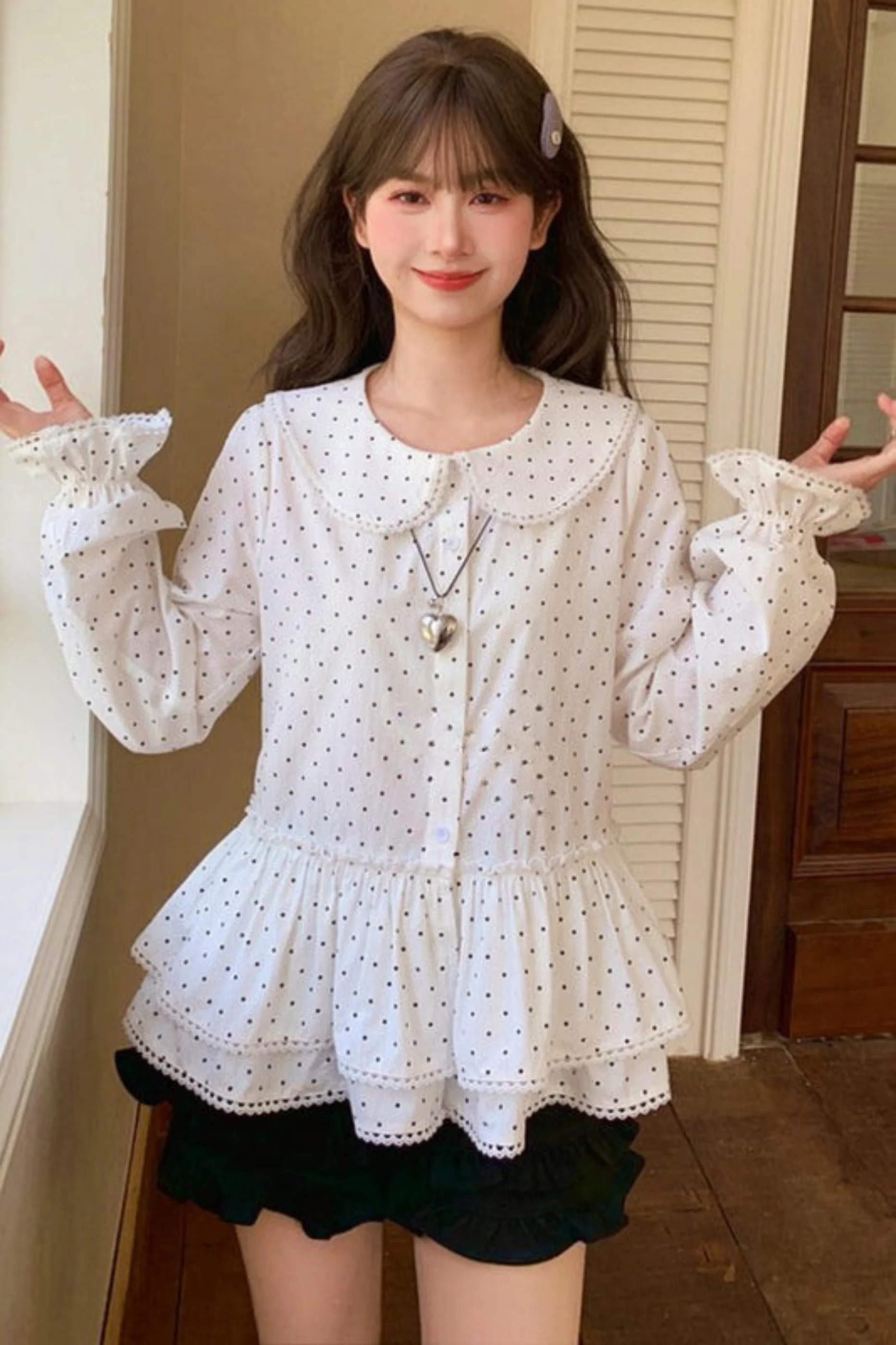 Pure Cotton Polka Dot Blouse