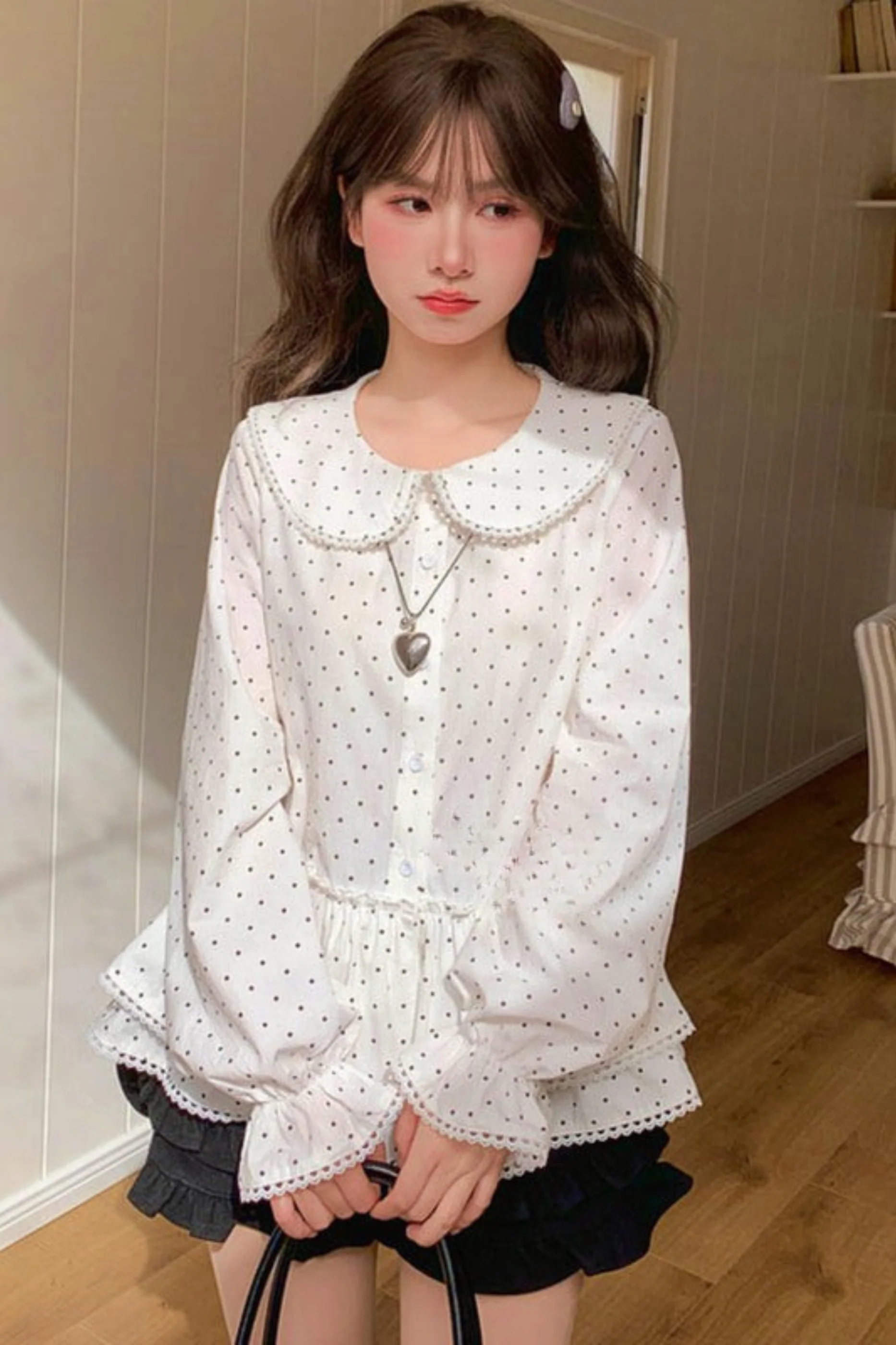 Pure Cotton Polka Dot Blouse - Image 5
