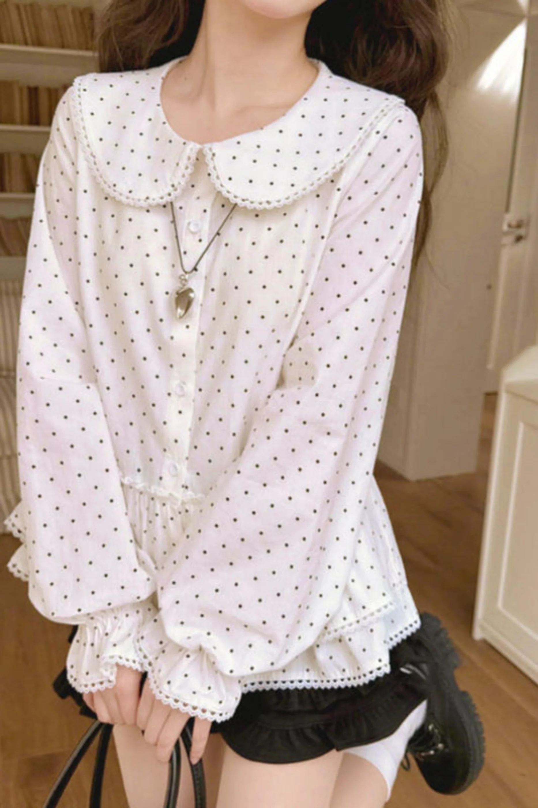 Pure Cotton Polka Dot Blouse - Image 7