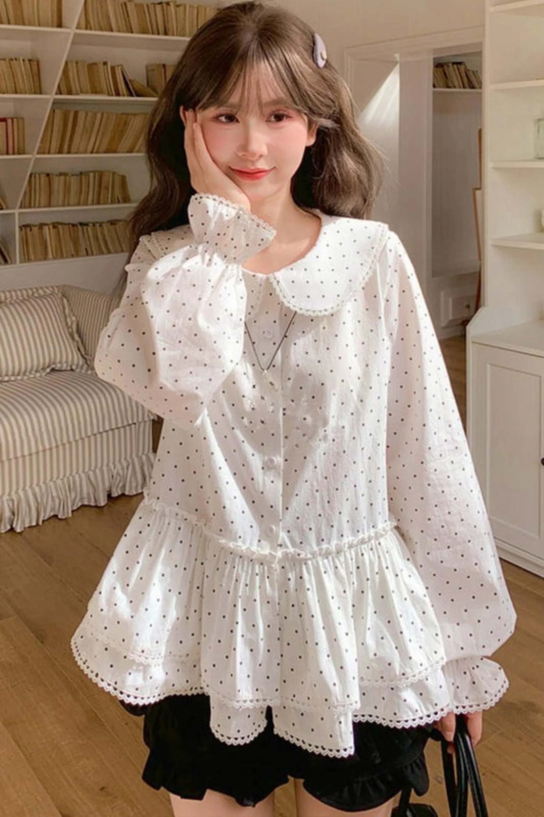 Pure Cotton Polka Dot Blouse - Image 2