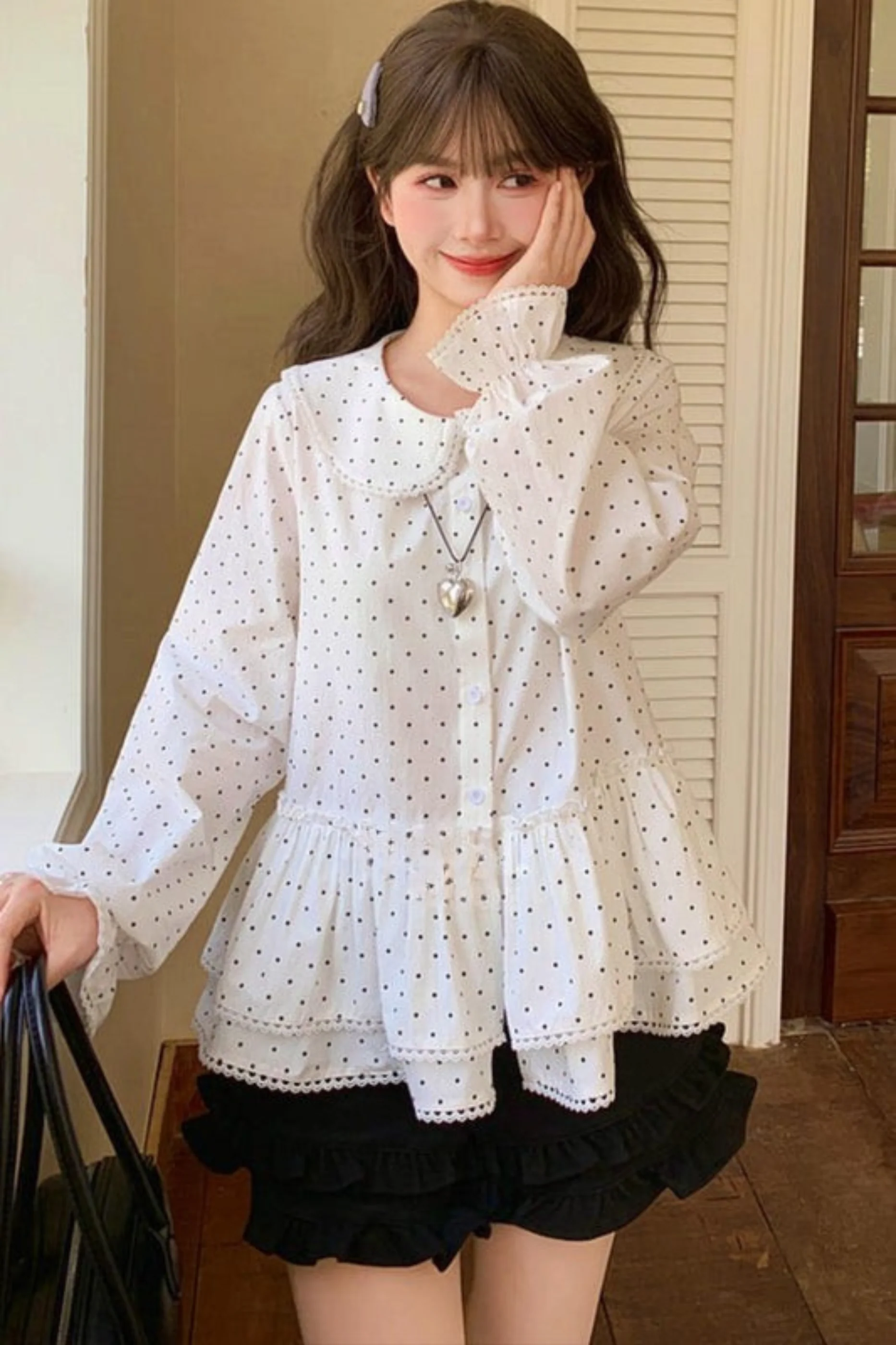 Pure Cotton Polka Dot Blouse - Image 3