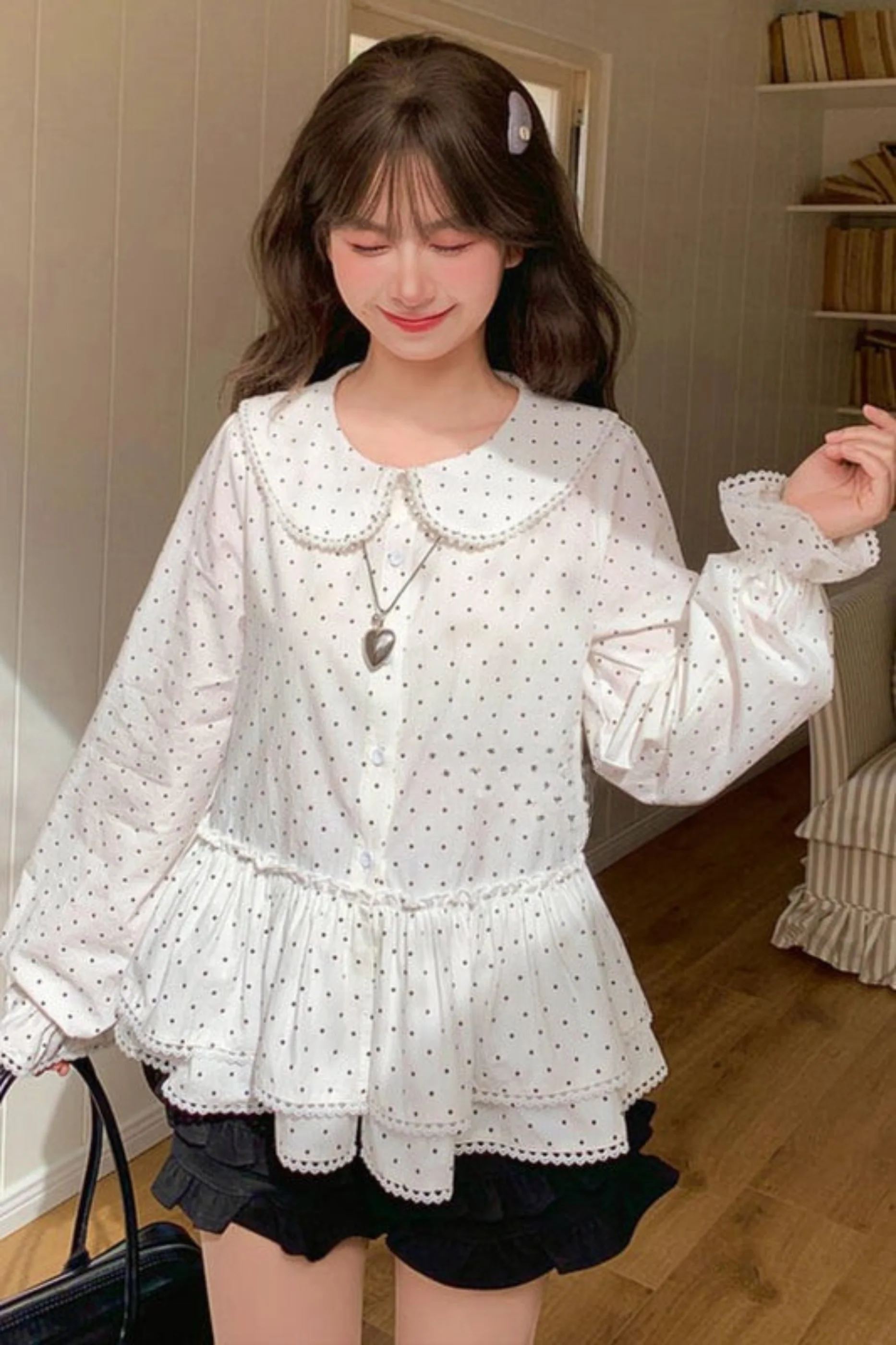 Pure Cotton Polka Dot Blouse - Image 4