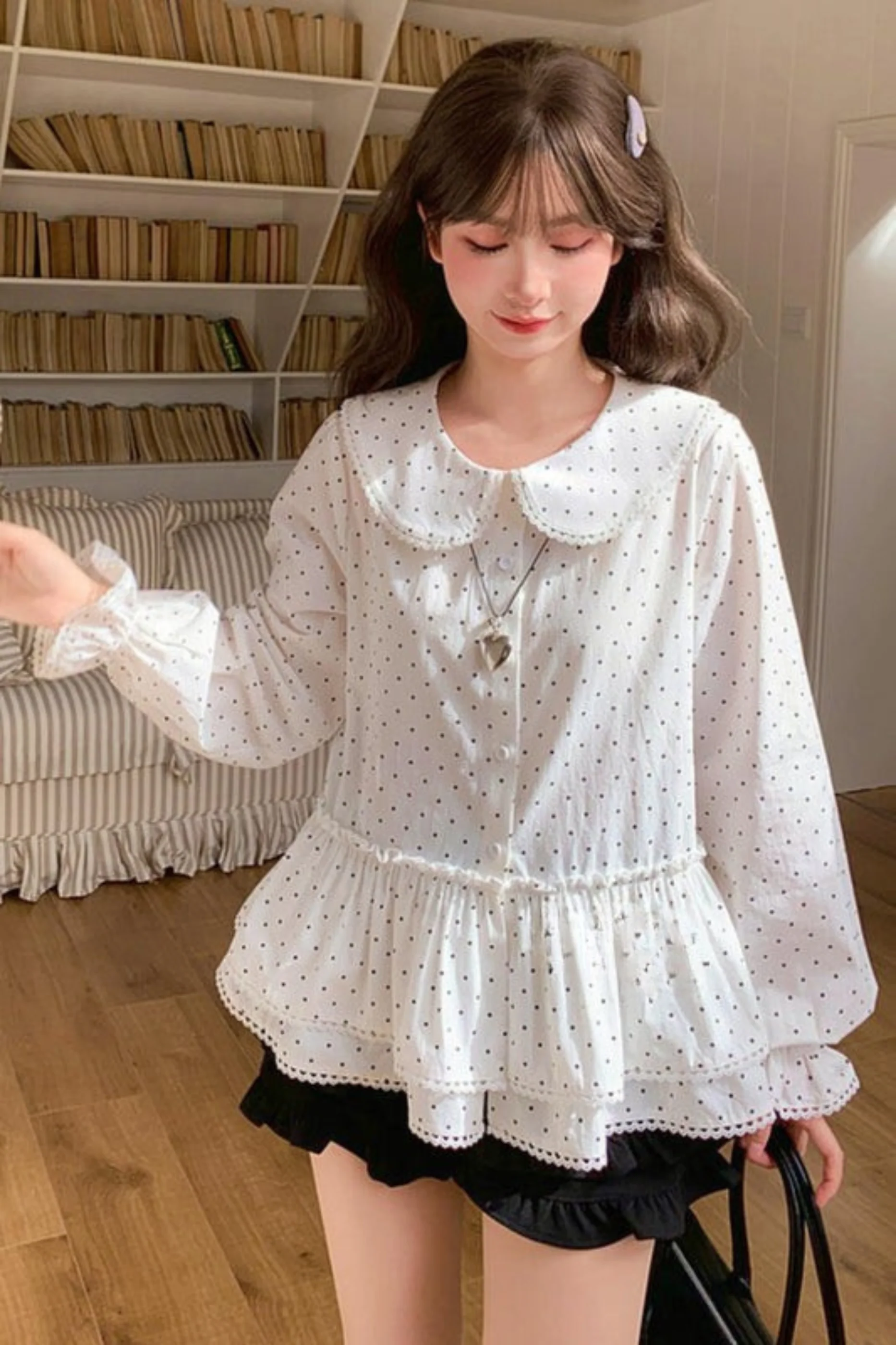 Pure Cotton Polka Dot Blouse - Image 6