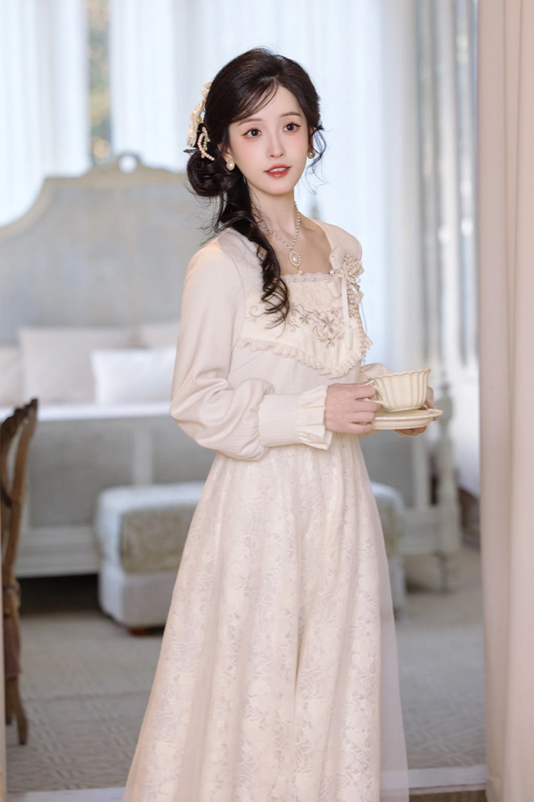 Pure White Square Neck Dress - Image 10