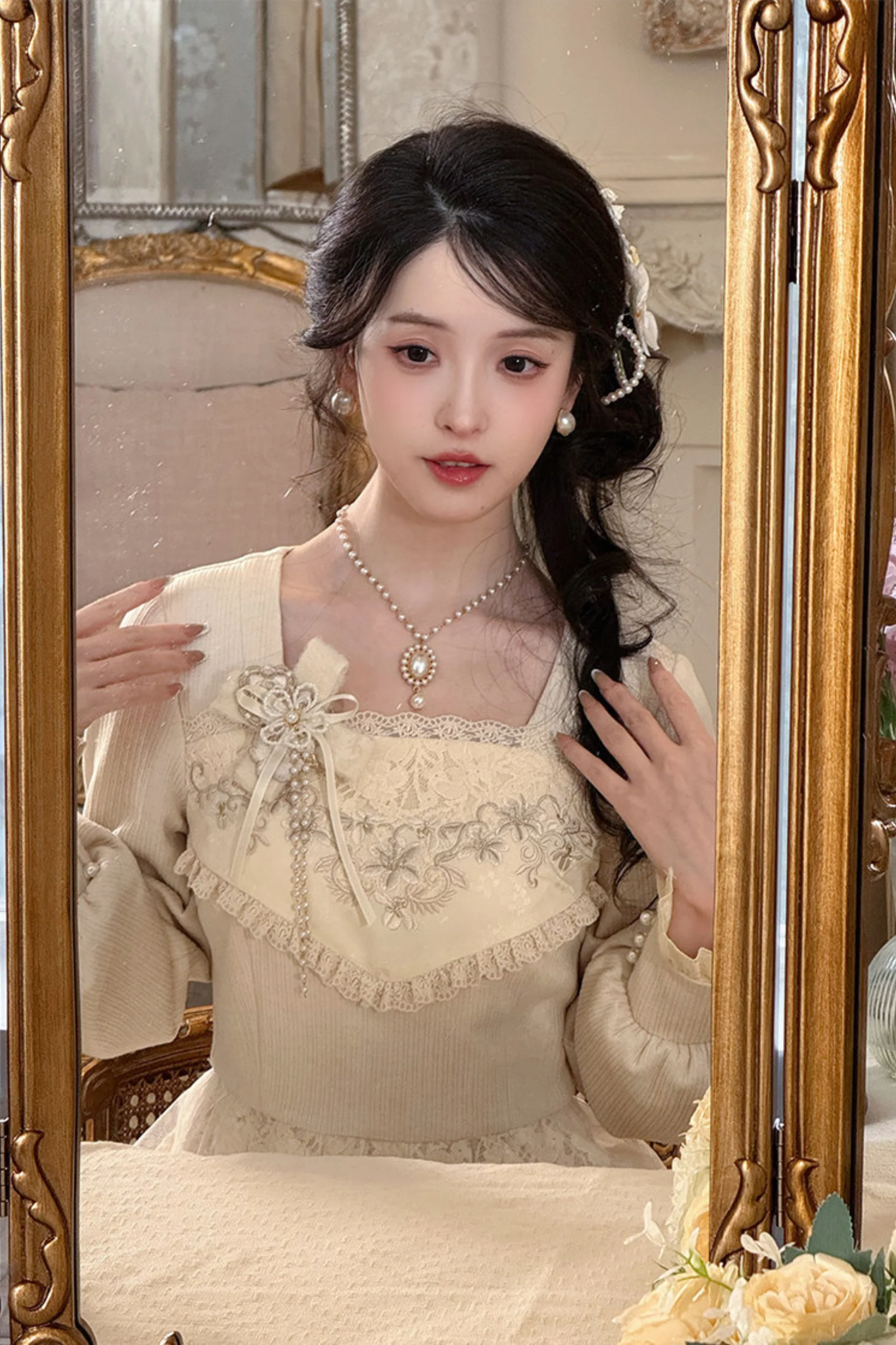 Pure White Square Neck Dress - Image 6