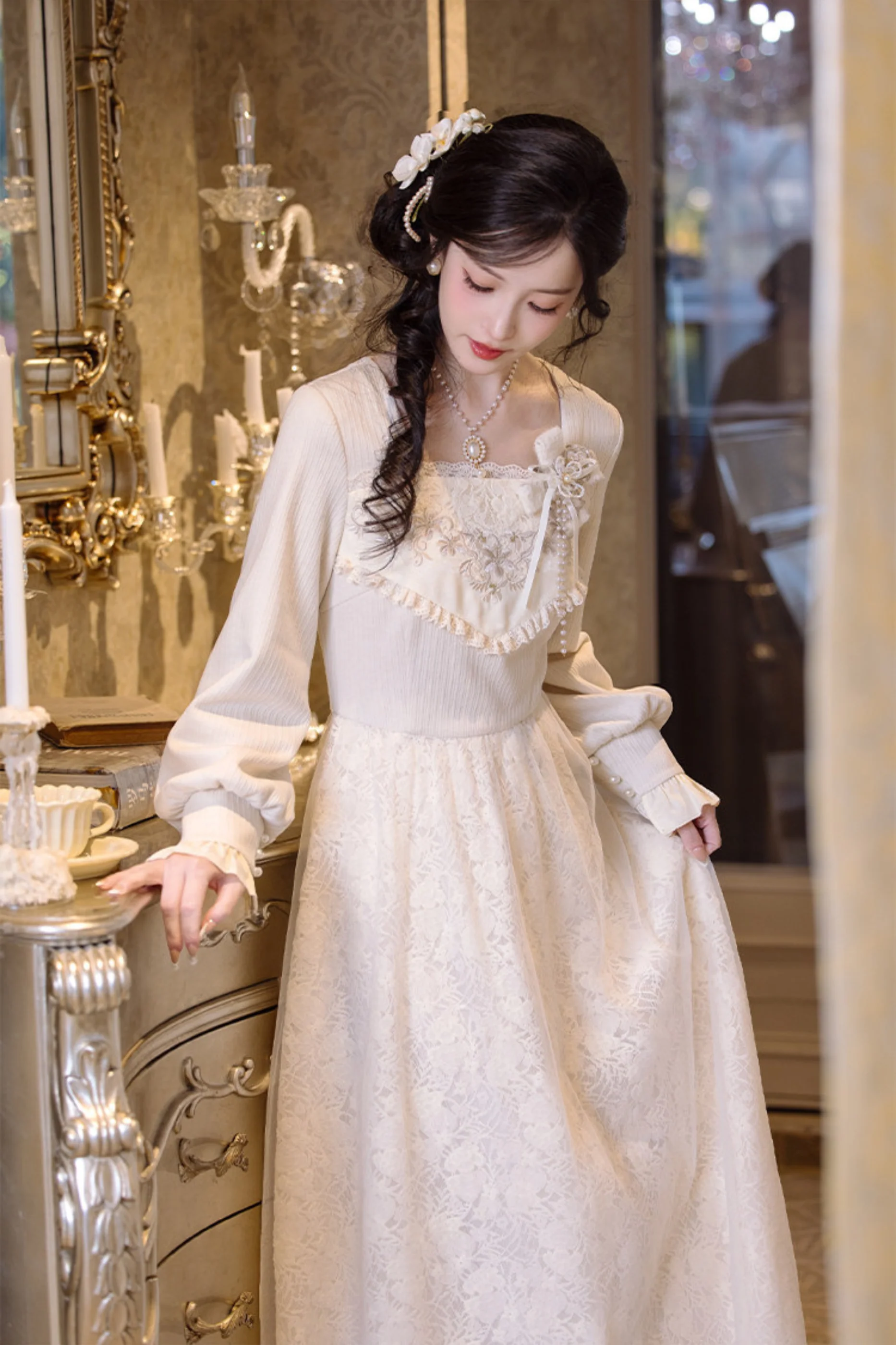 Pure White Square Neck Dress - Image 7