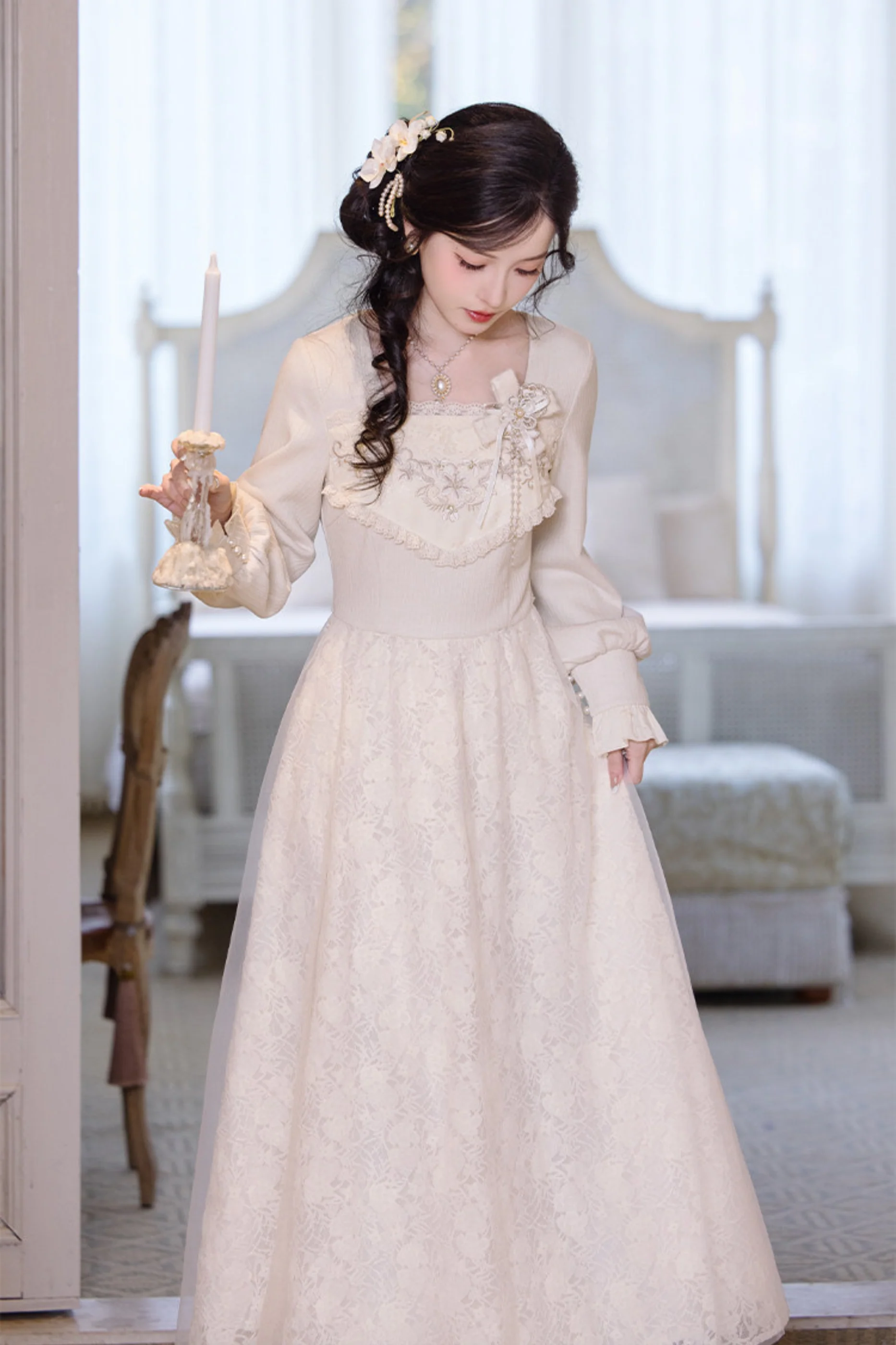Pure White Square Neck Dress - Image 8