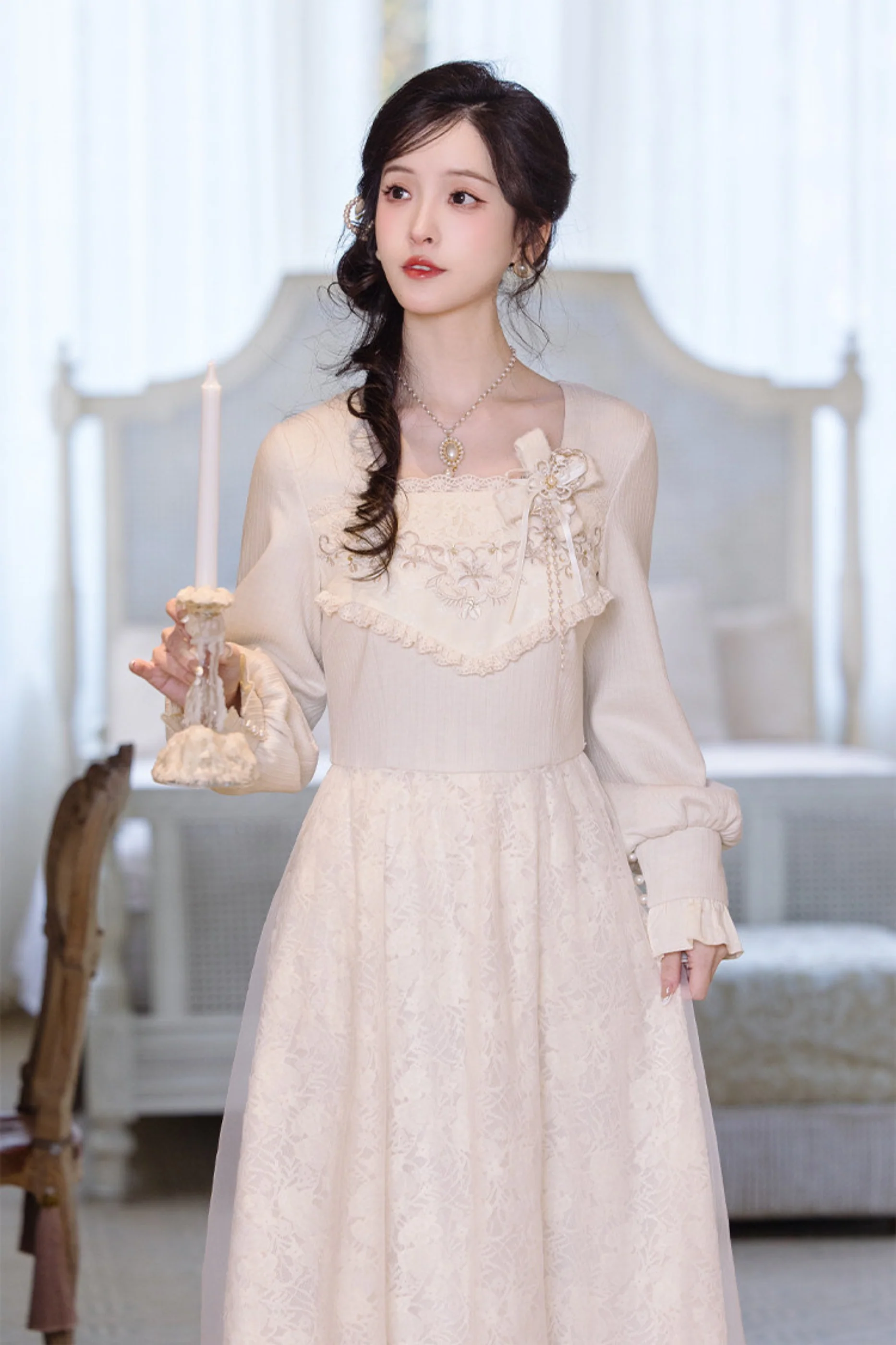 Pure White Square Neck Dress - Image 9