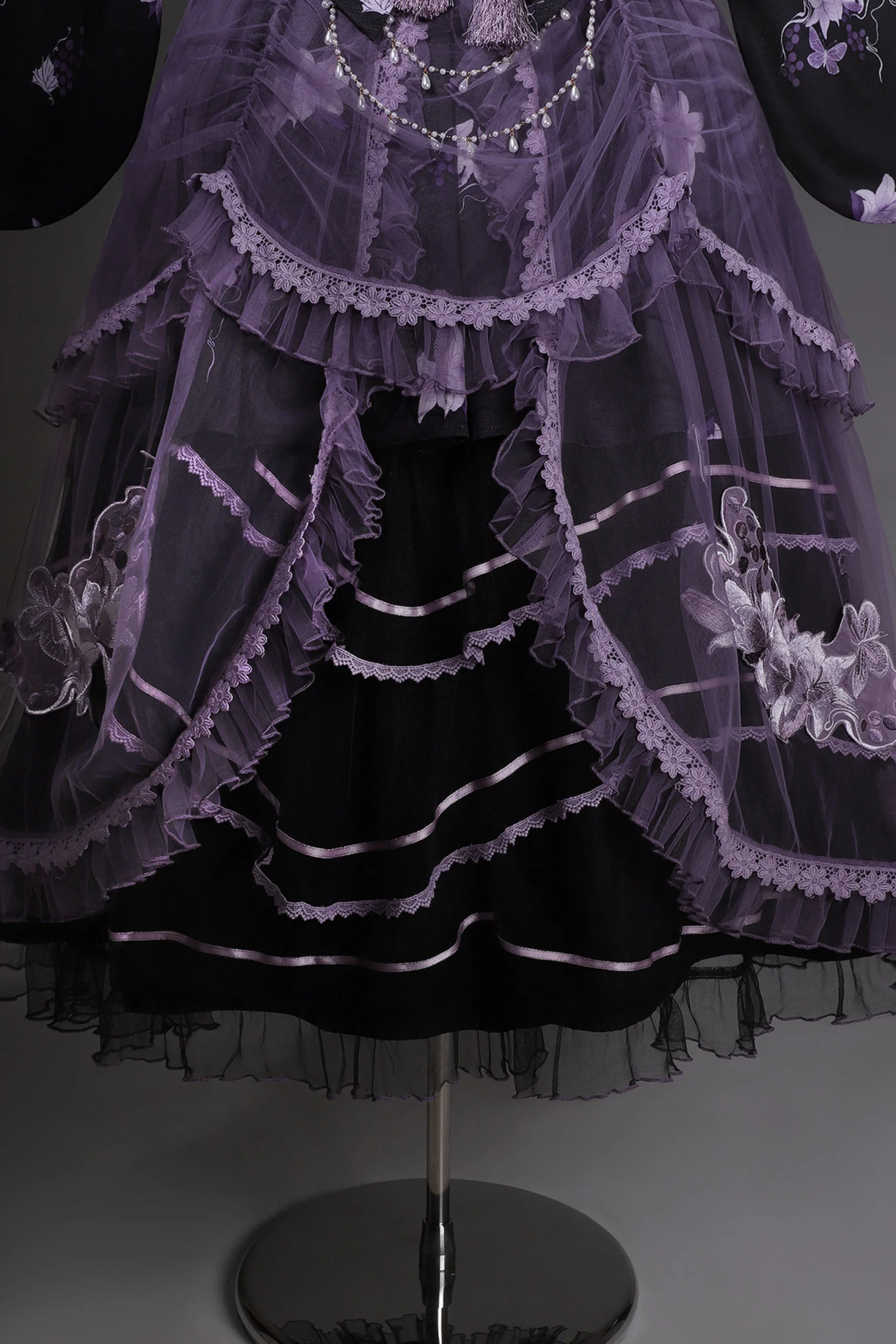 Purple Silk Cross Collar Dress - Image 15