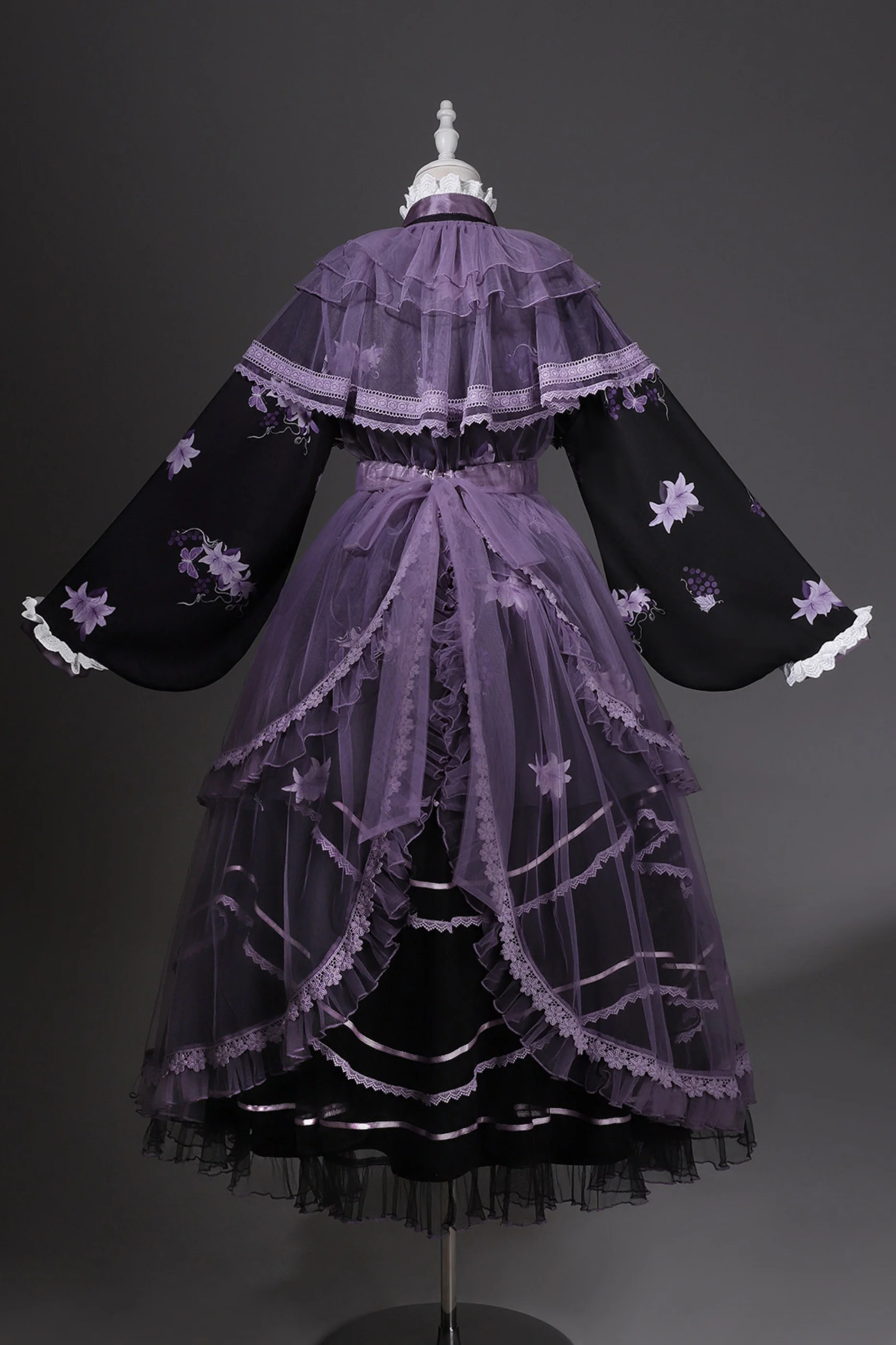 Purple Silk Cross Collar Dress - Image 13