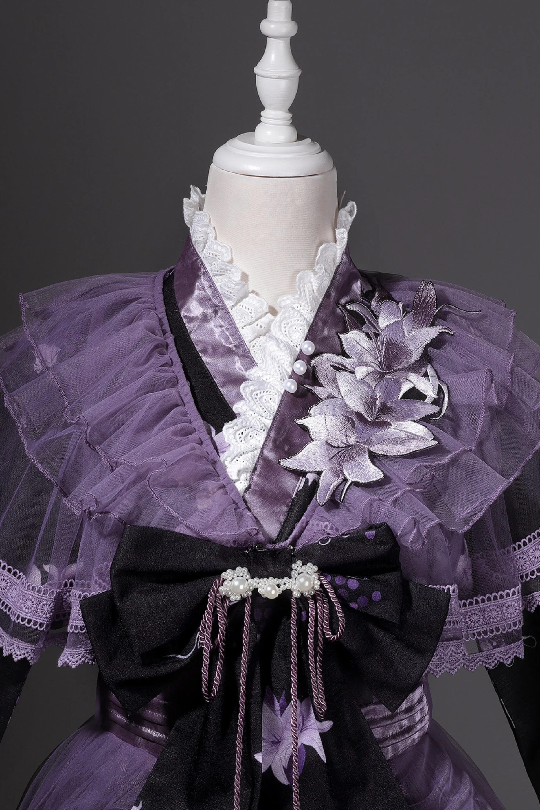 Purple Silk Cross Collar Dress - Image 14
