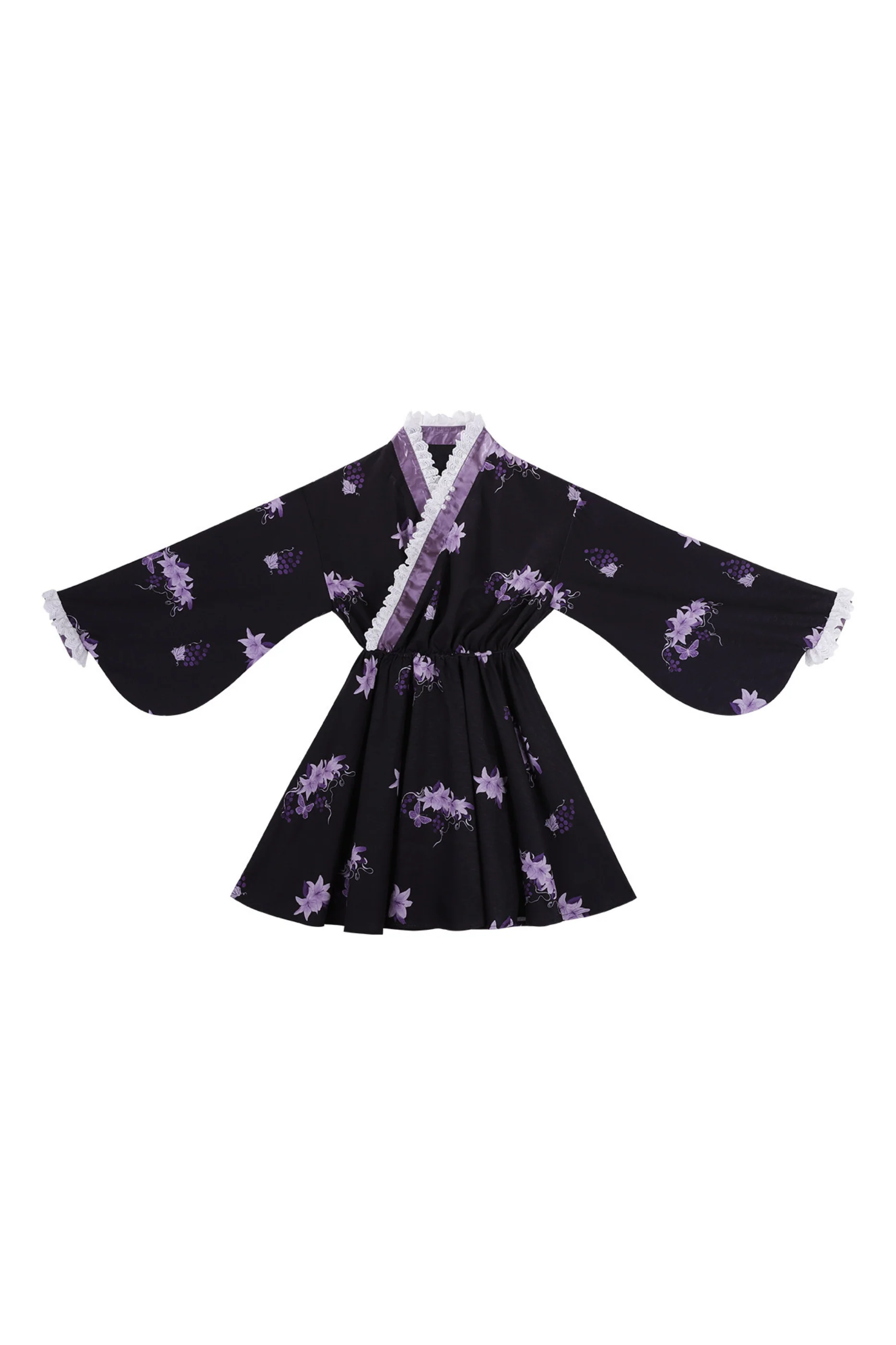 Purple Silk Cross Collar Dress - Image 19