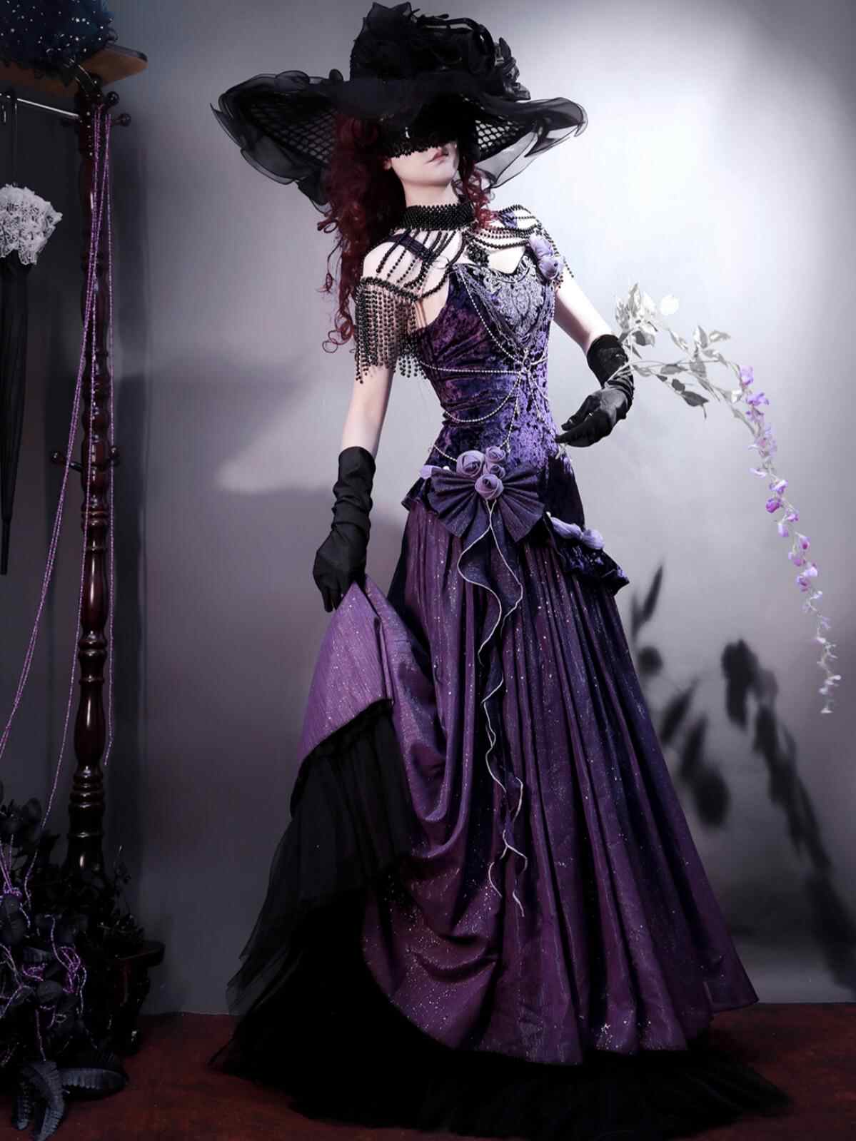 Purple Velvet Fishtail Dress - Image 2
