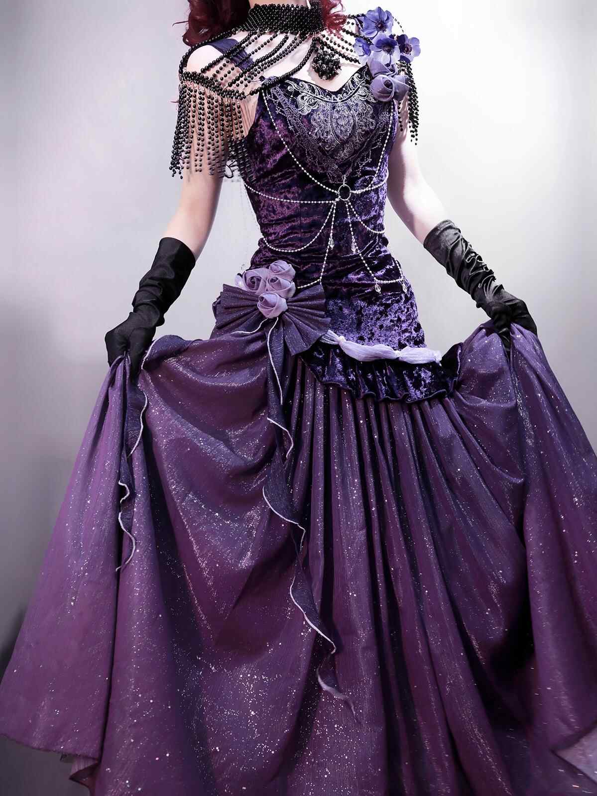 Purple Velvet Fishtail Dress - Image 3