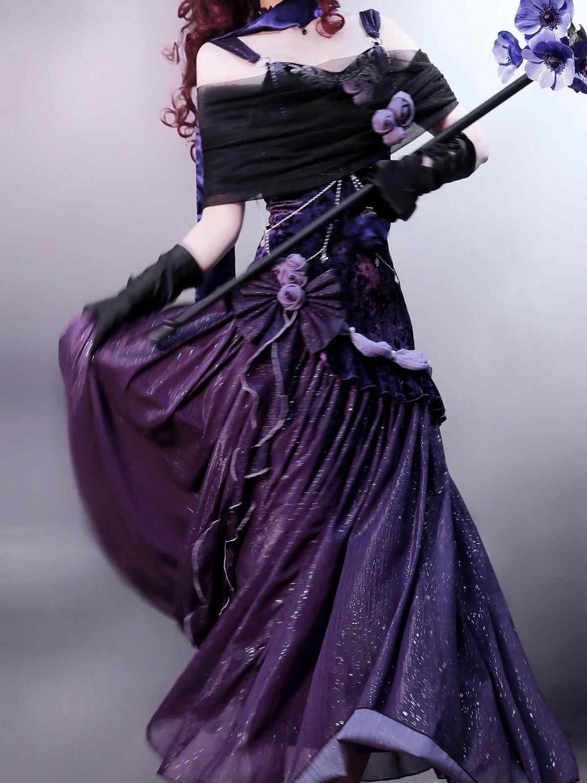 Purple Velvet Fishtail Dress - Image 4