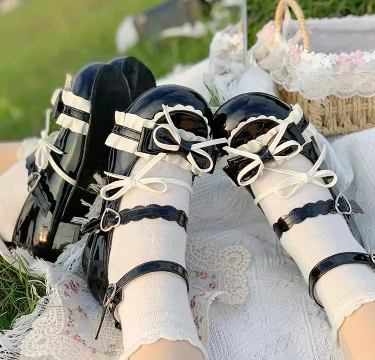 Rabbit Bows Strap Lolita Shoes - Image 2
