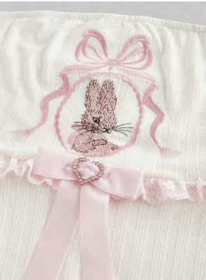 Rabbit Embroidered Lace Crop Top - Image 2