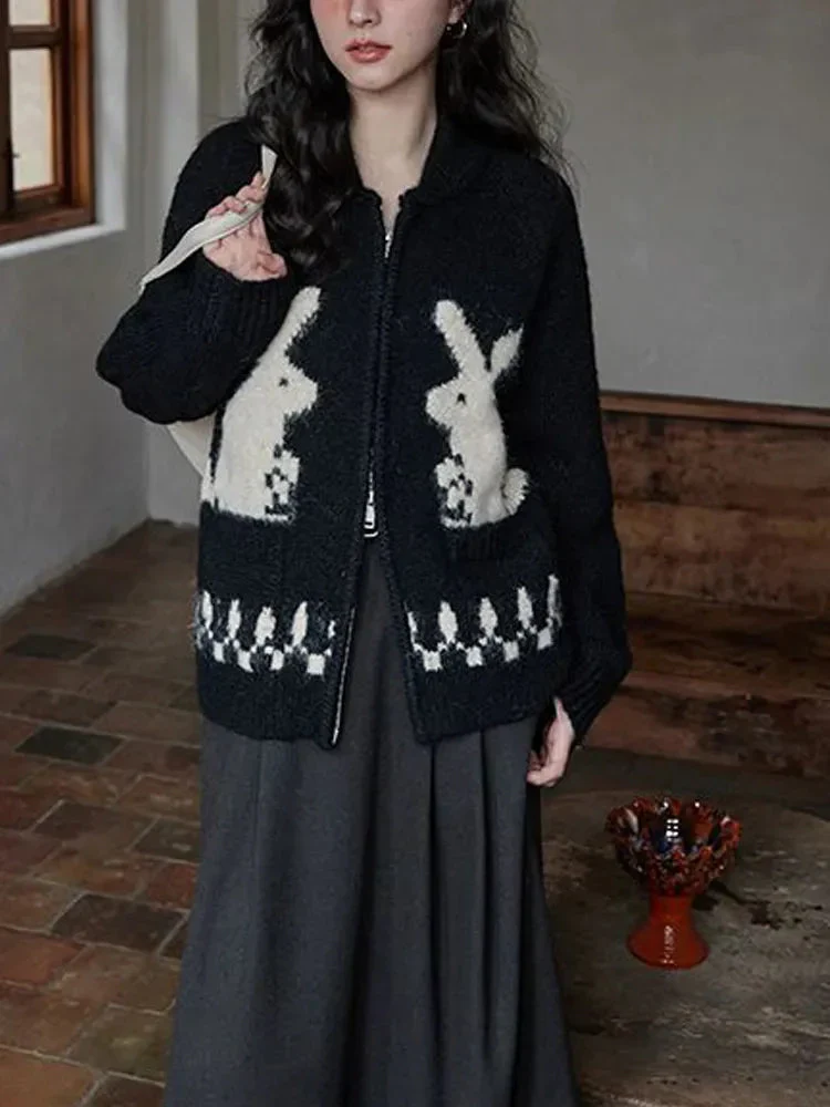 Rabbit Knitted Zip Cardigan - Image 3