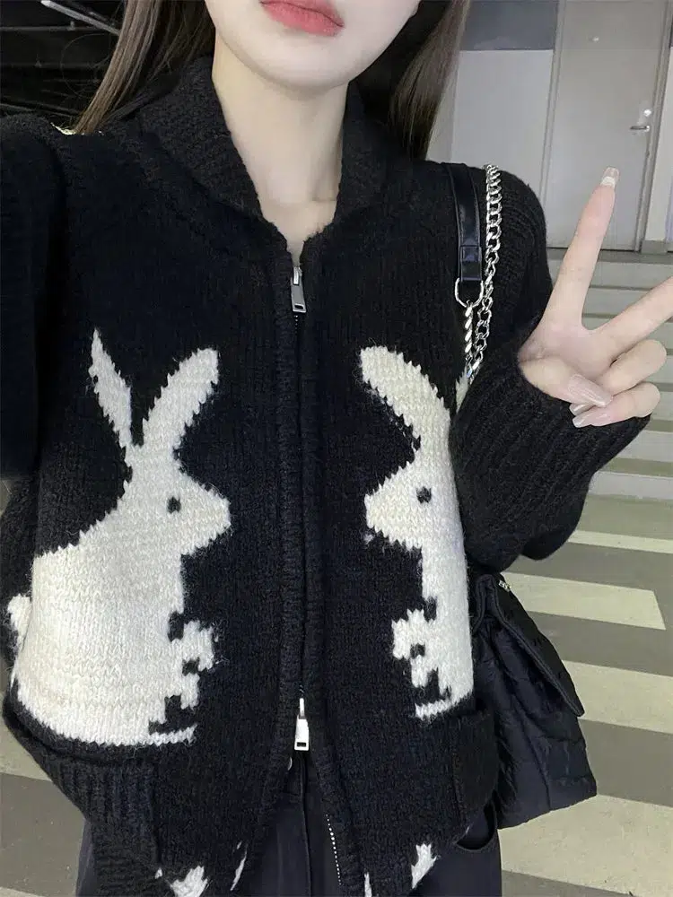 Rabbit Knitted Zip Cardigan - Image 4