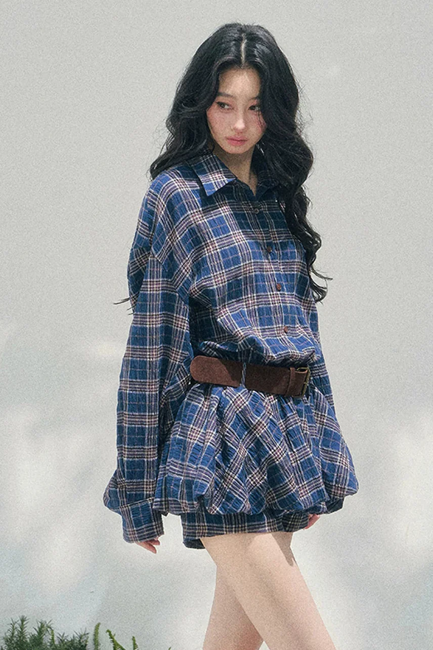 American Polo Collar Check Dress + Pants + Belt - Image 5