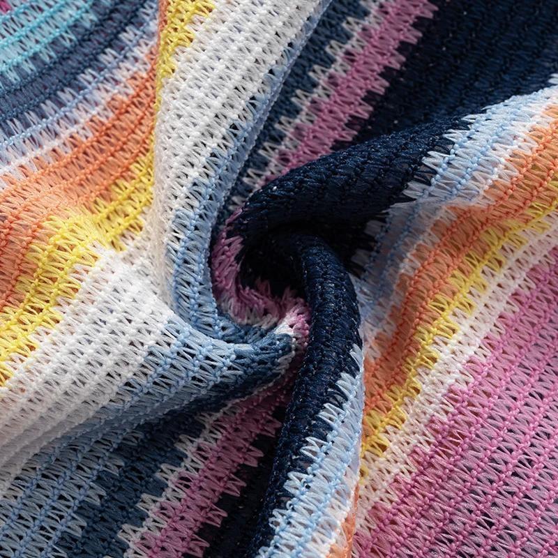 Rainbow Off Shoulder Knitted Mini Dress - Image 4