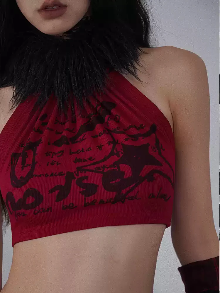 red and black rock fur collar vest - Image 4