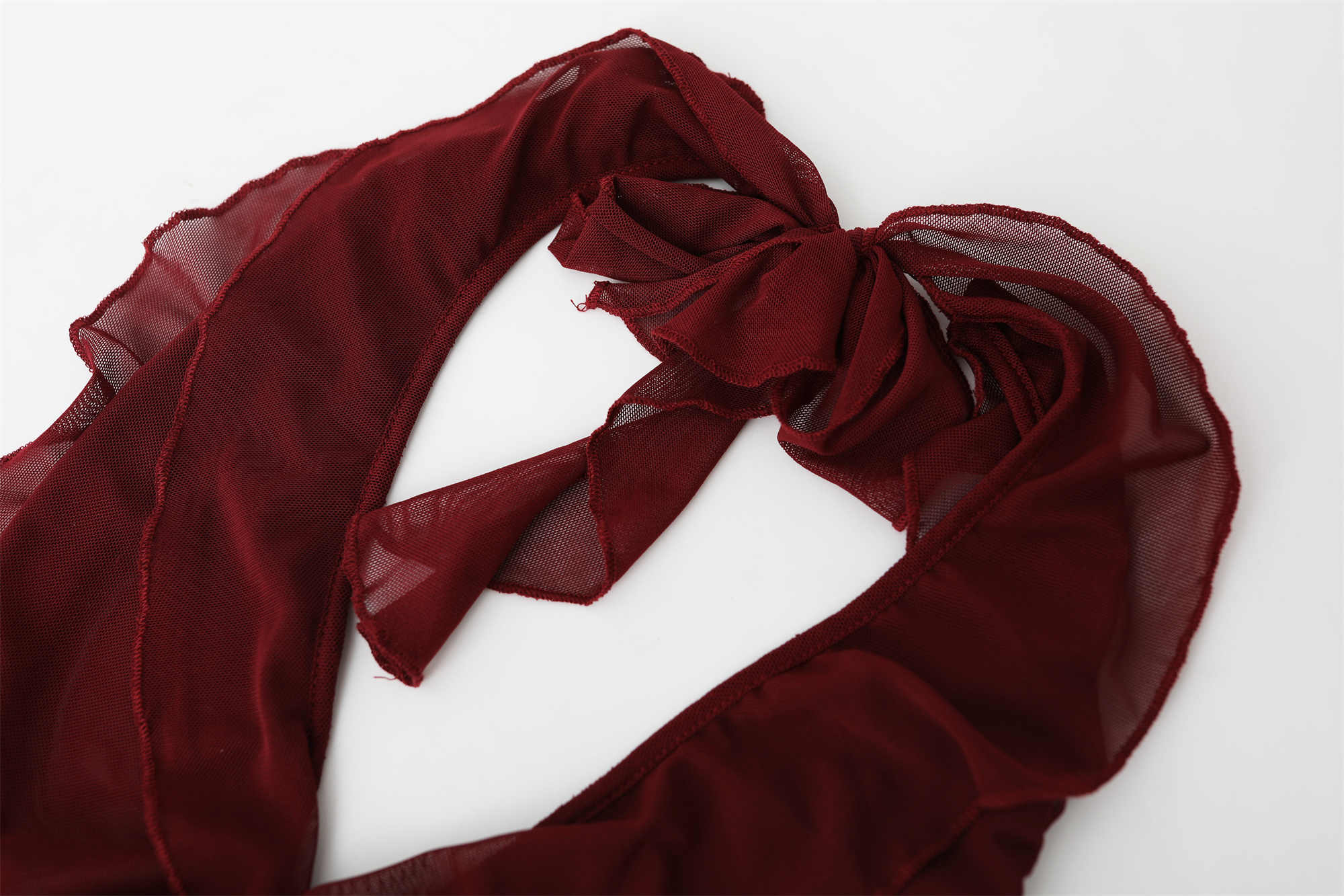 Red Halter Neck V-neck Dark Coquette Dress - Image 2