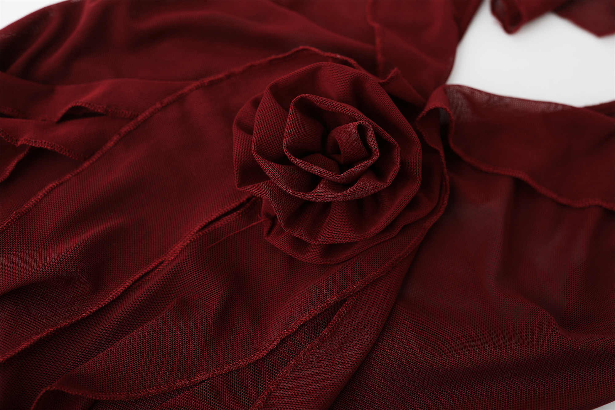Red Halter Neck V-neck Dark Coquette Dress - Image 3