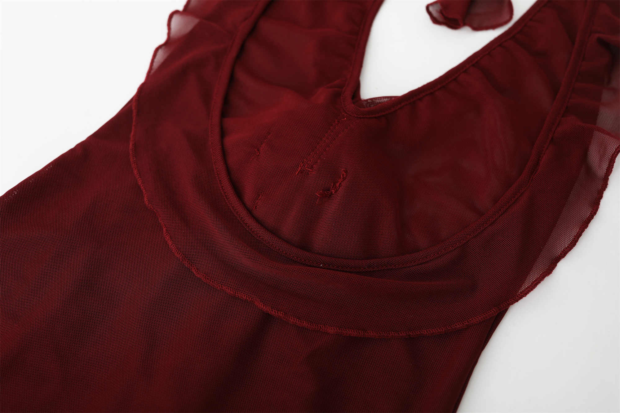 Red Halter Neck V-neck Dark Coquette Dress - Image 4