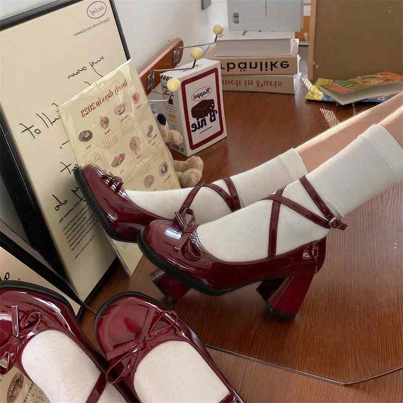 Red Mary Jane Dark Coquette High Heels - Image 2