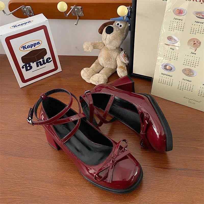Red Mary Jane Dark Coquette High Heels - Image 6