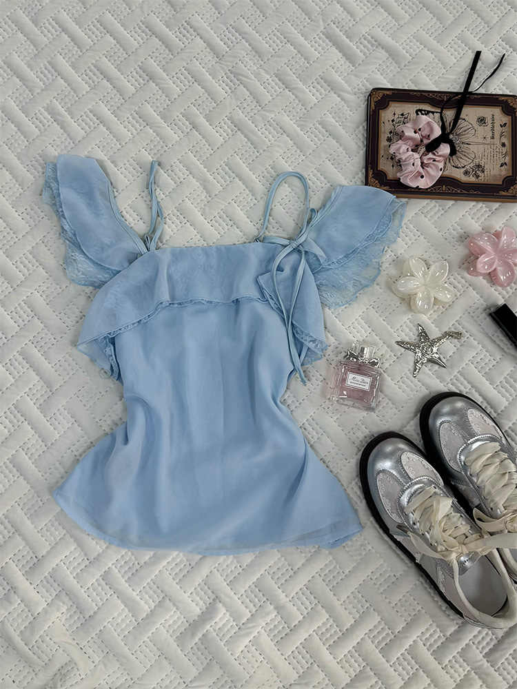 Retro Baby Blue Short-sleeved Shirt - Image 3