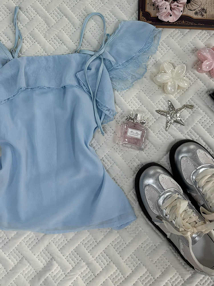Retro Baby Blue Short-sleeved Shirt - Image 4