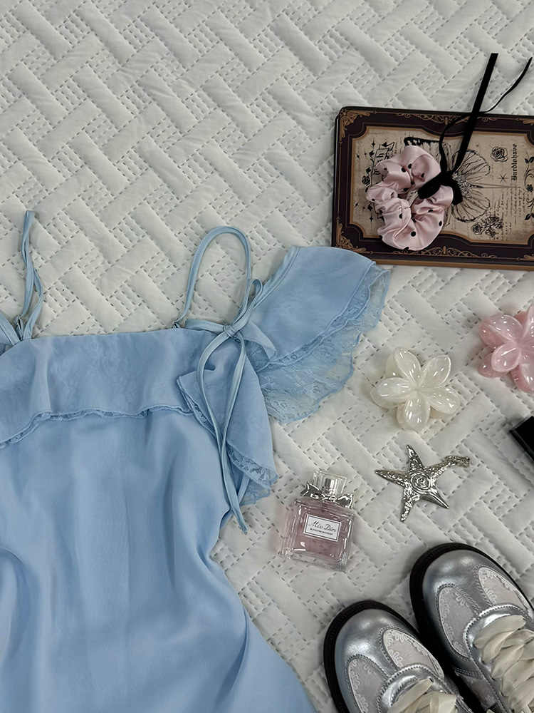Retro Baby Blue Short-sleeved Shirt - Image 5