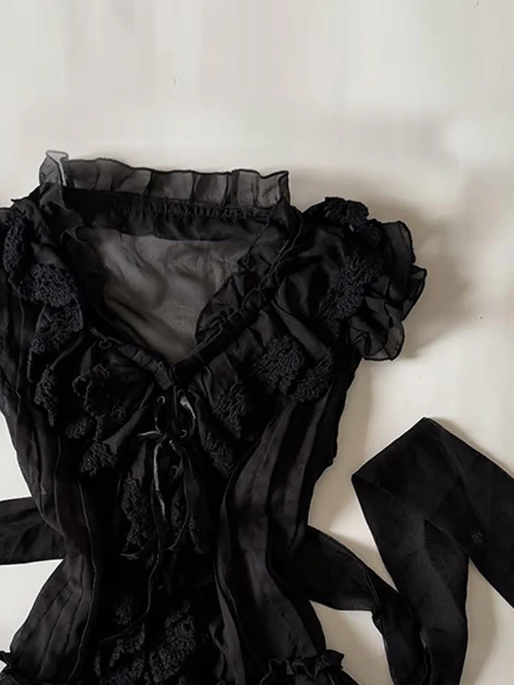 retro black lace shirt - Image 3