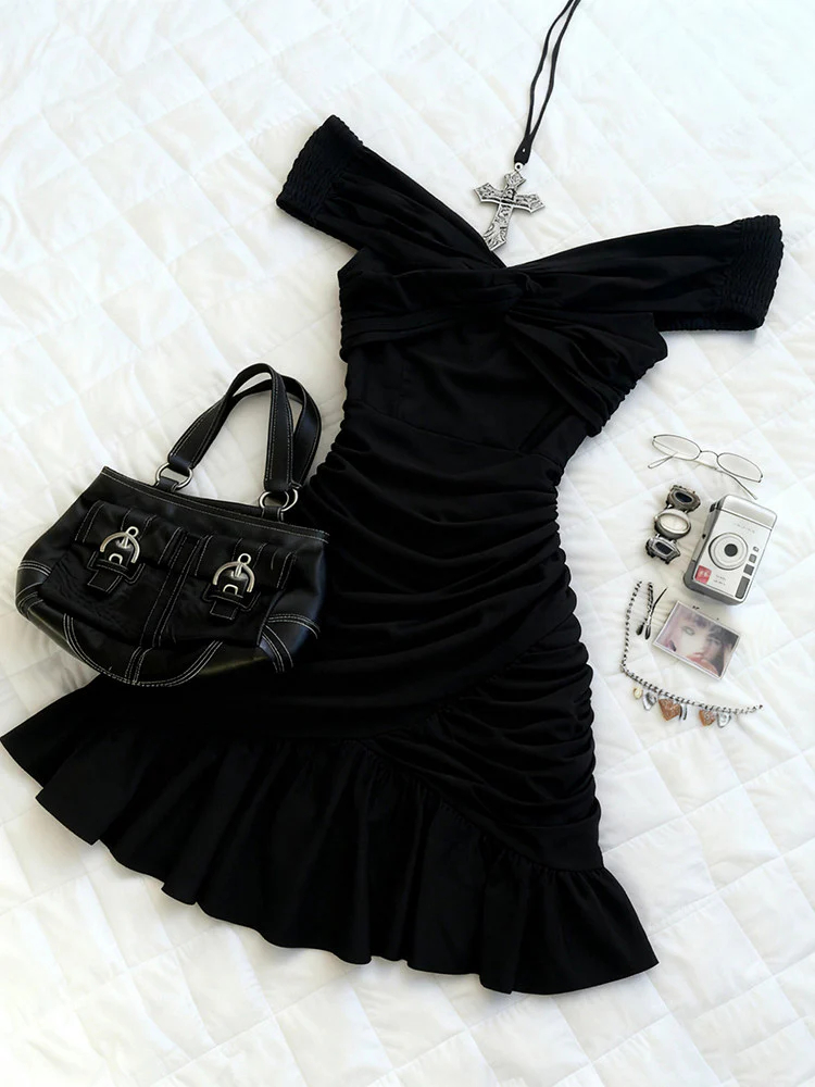 retro black mini dress - Image 2