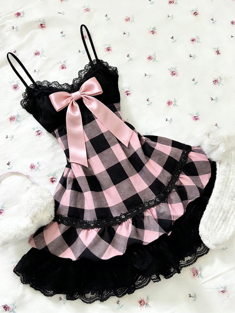 retro black&pink bow dress - Image 2