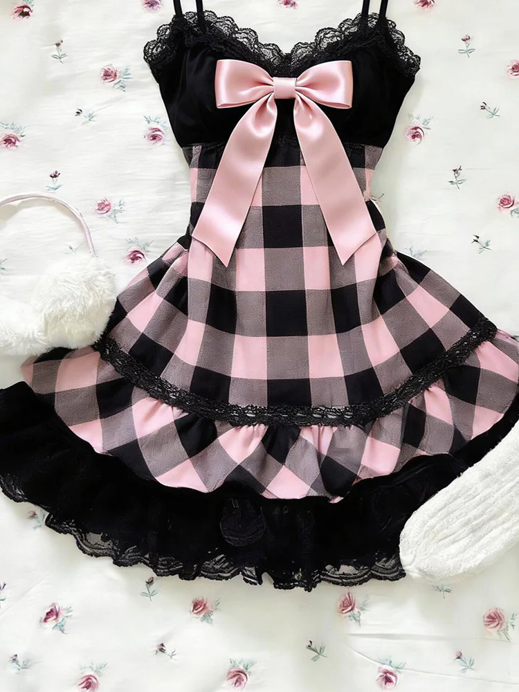 retro black&pink bow dress - Image 4