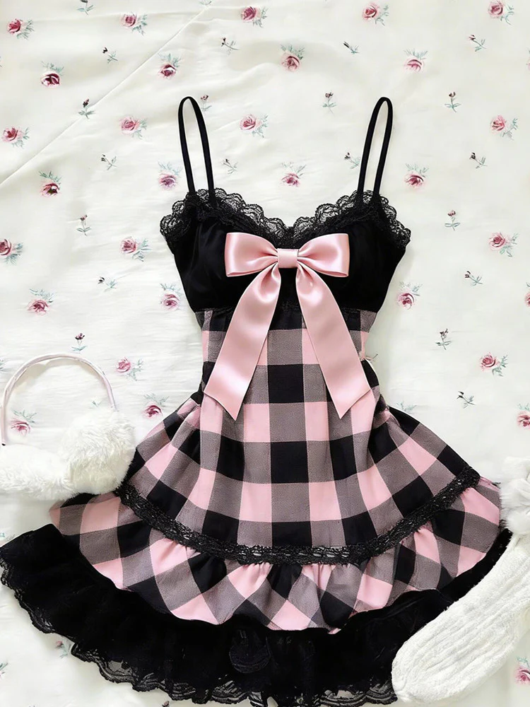 retro black&pink bow dress - Image 5