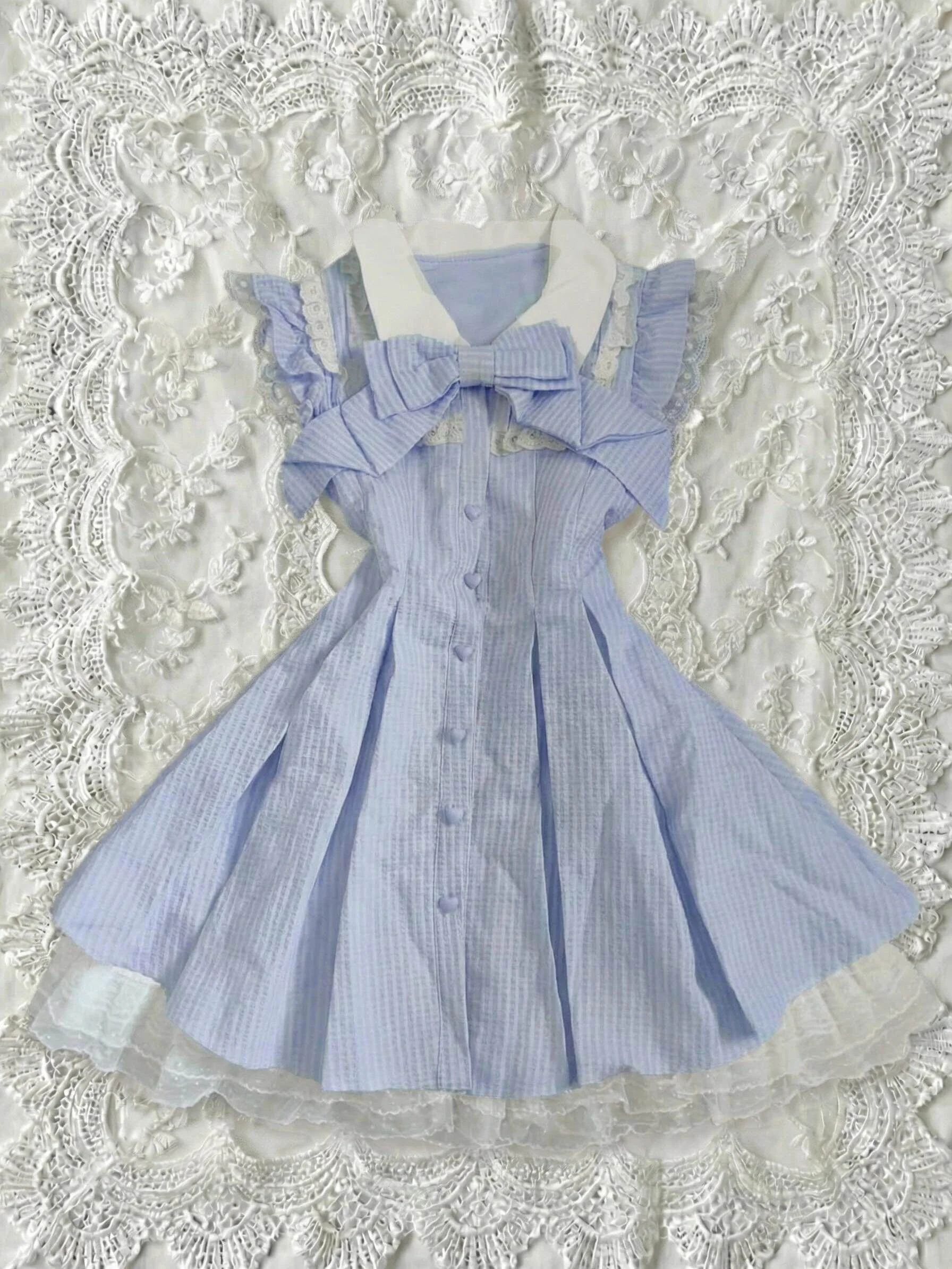 retro blue striped dress