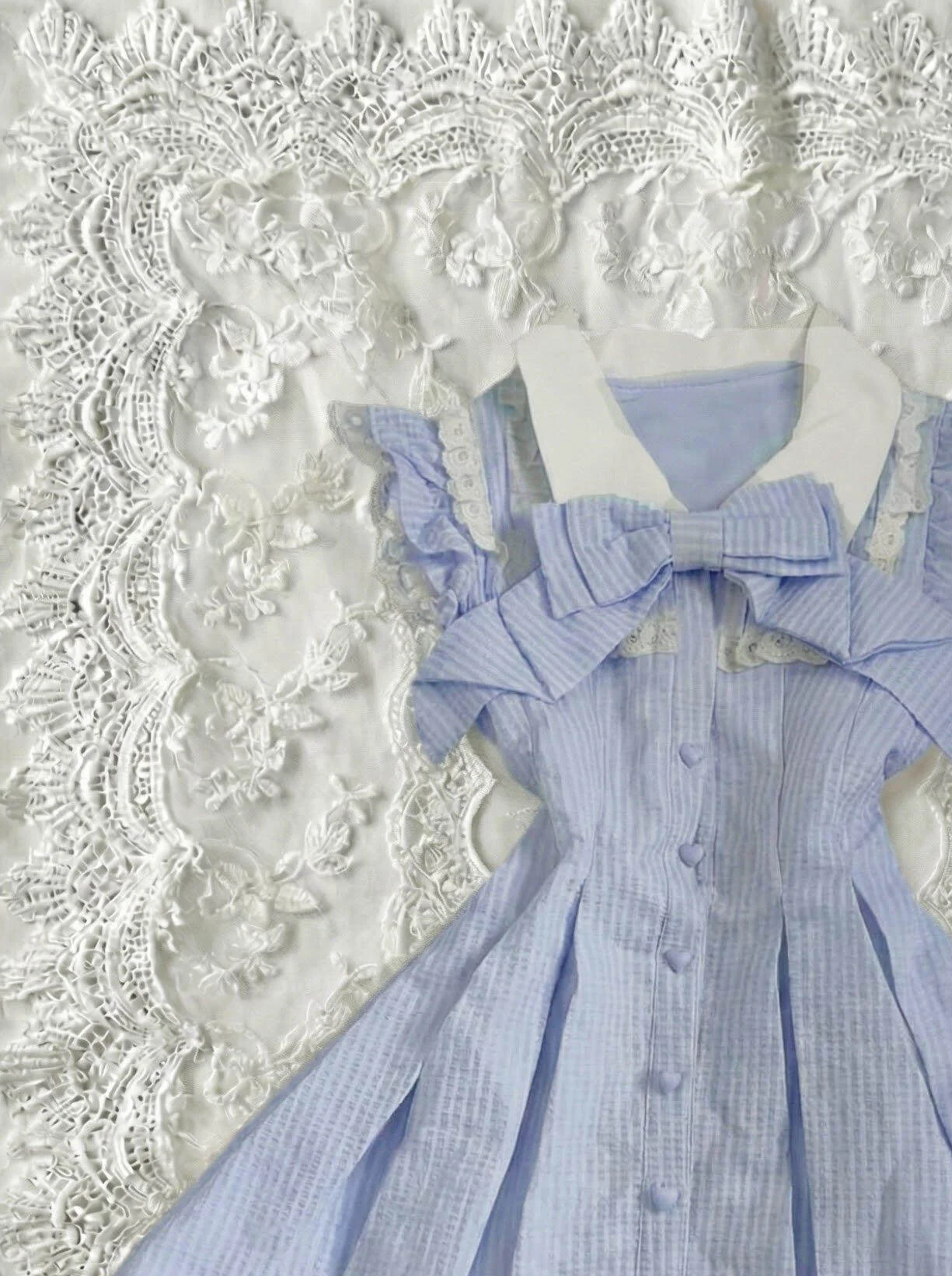 retro blue striped dress - Image 2