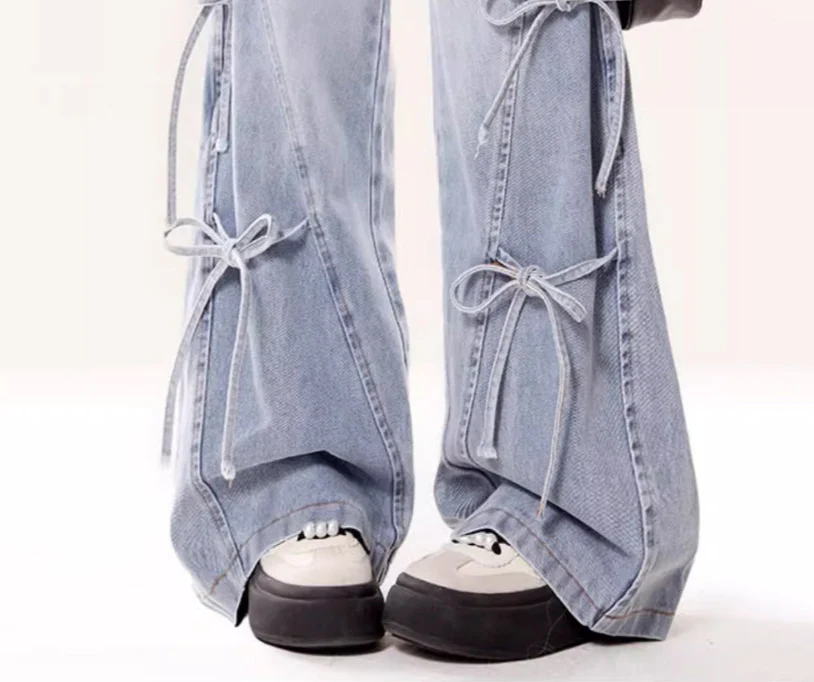 Retro Bow-tie Wide-leg Y2K Jeans - Image 3