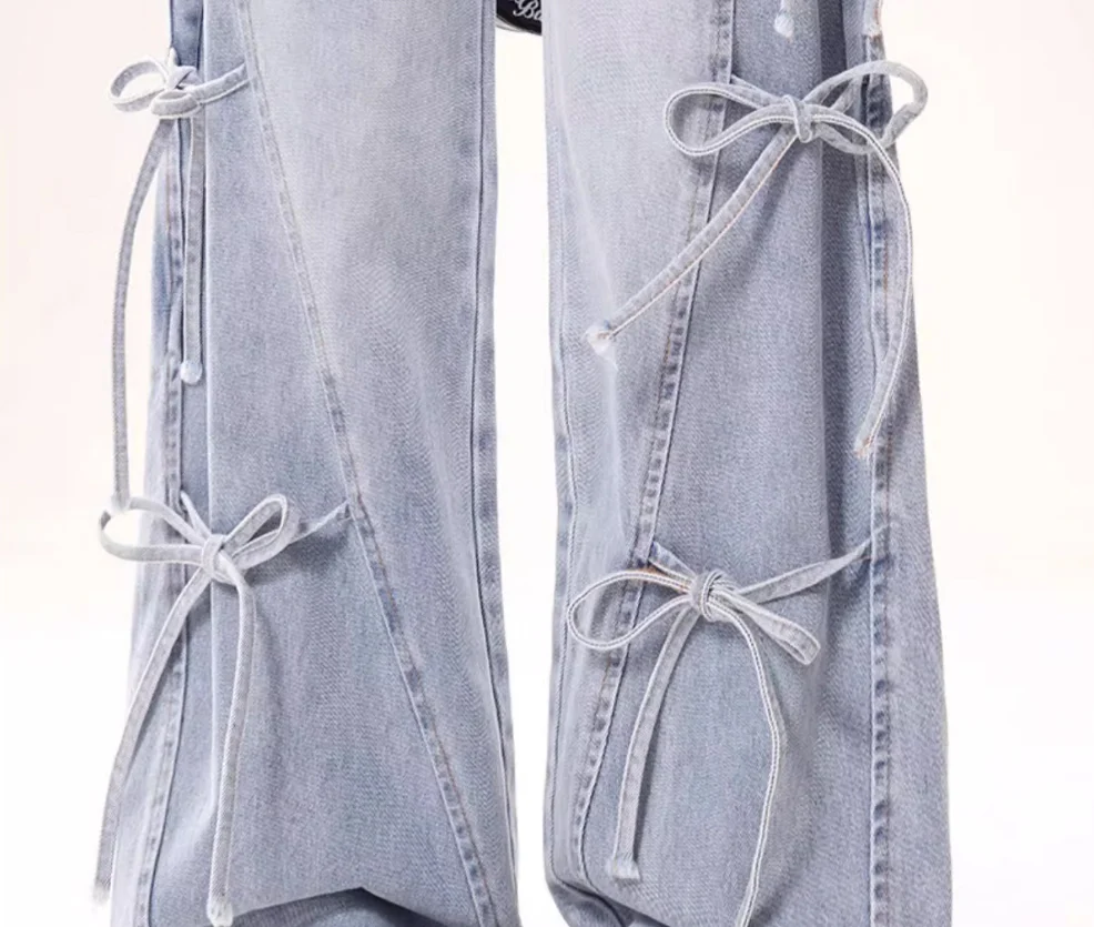 Retro Bow-tie Wide-leg Y2K Jeans - Image 4
