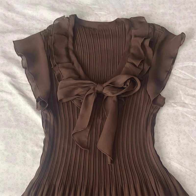 Retro Brown Chiffon Shirt - Image 2