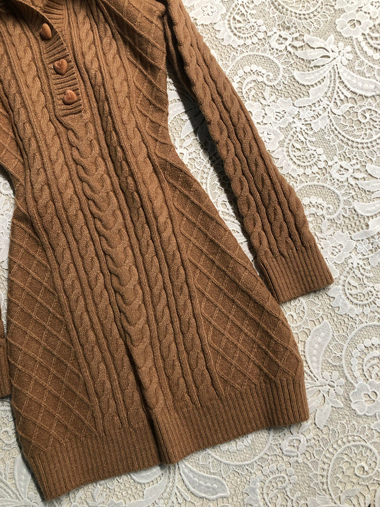 retro brown knitted dress - Image 5